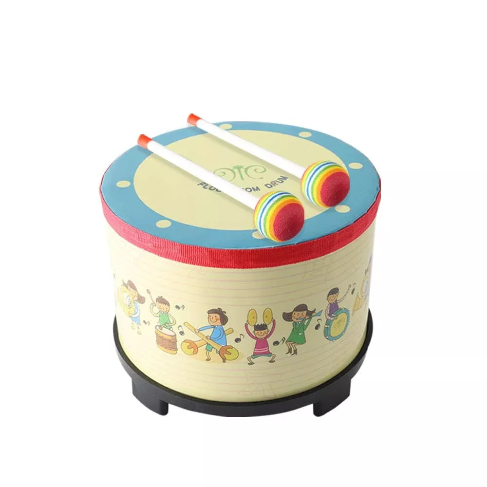 Musfunny 8 Inch Floor Drum for Kids, Multicolor, 2 Mallets Included