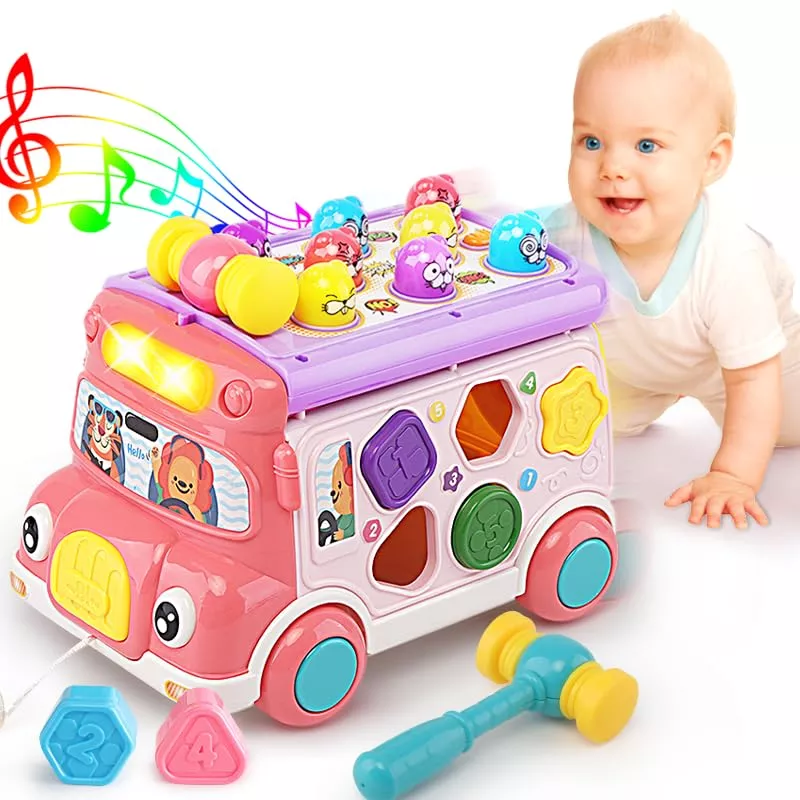 Music Activity Bus Baby Toy, Infant Education Learn Car, Sound & Light