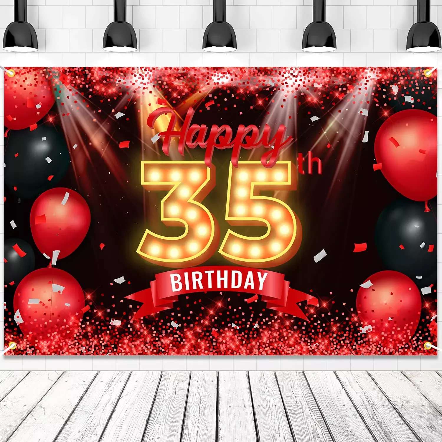 N/C Backdrop Banner for Birthday Party 5.9x3.9ft Red and