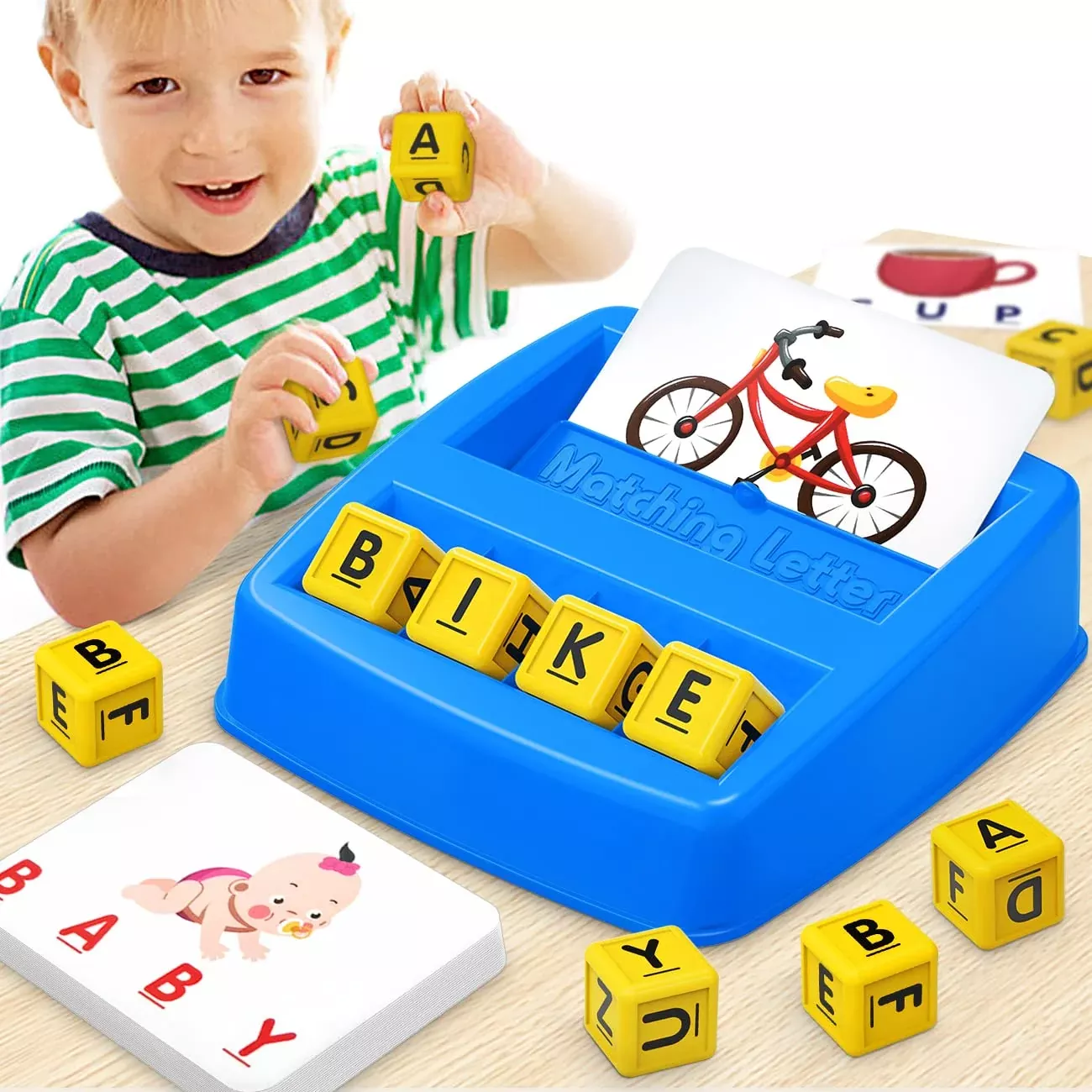NARRIO Matching Letter Game for Kids, Educational Toy, Blue, Medium