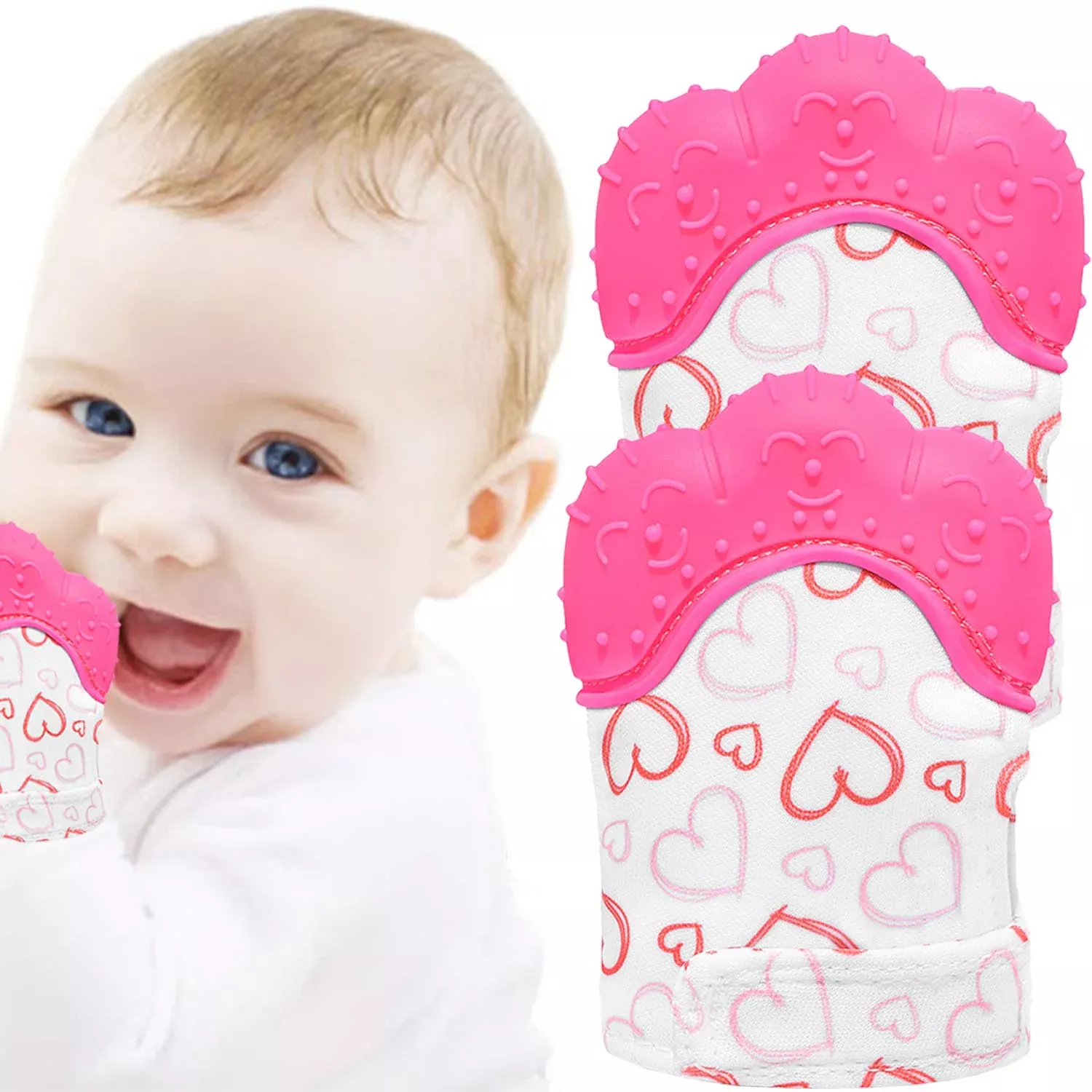NEPAK Teething Mitten - Silicone Baby Glove Teether Toys for 3-6 Month