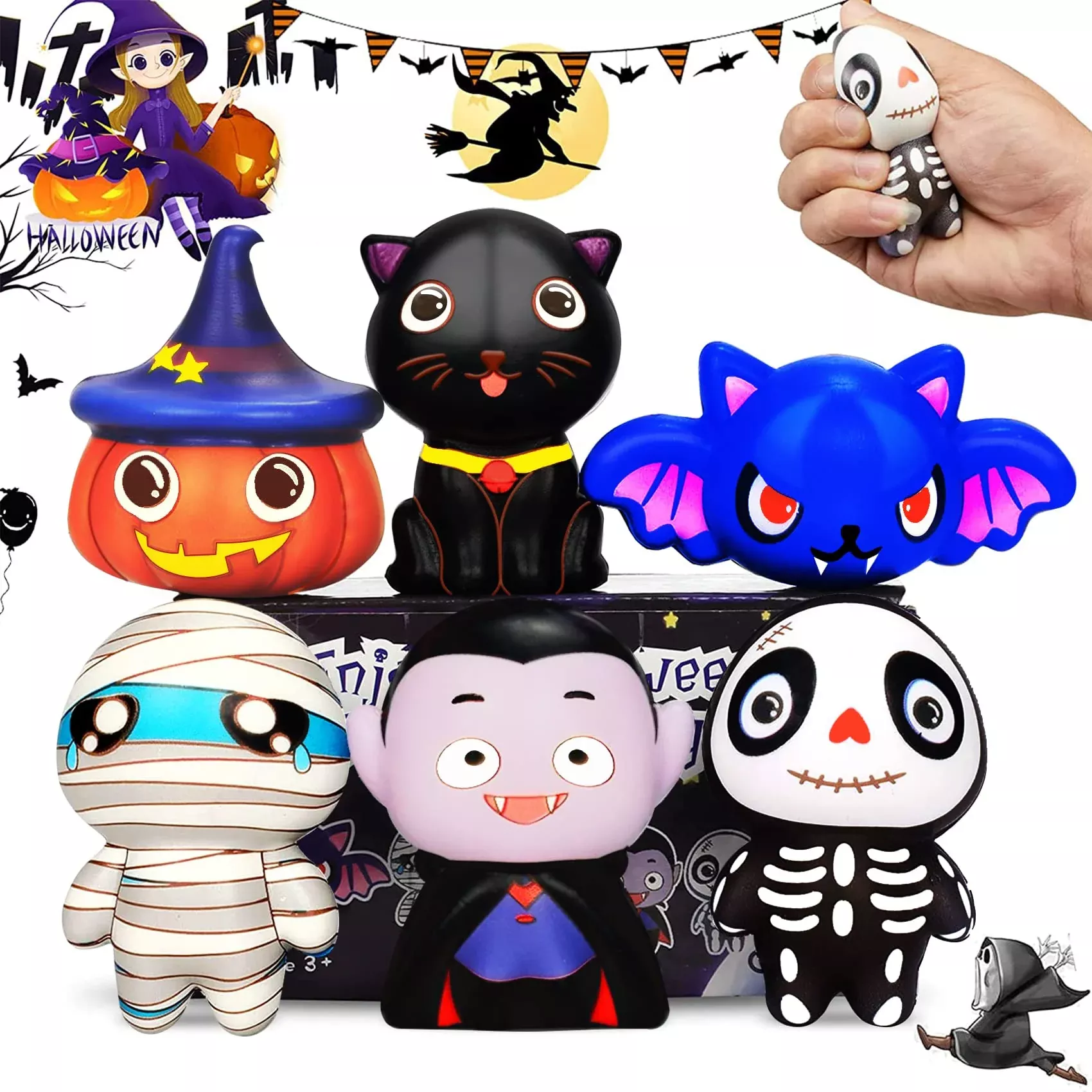 ?New? 6 Packs Halloween Squishies Toys, Slow Rising Squishies Toys- Pu