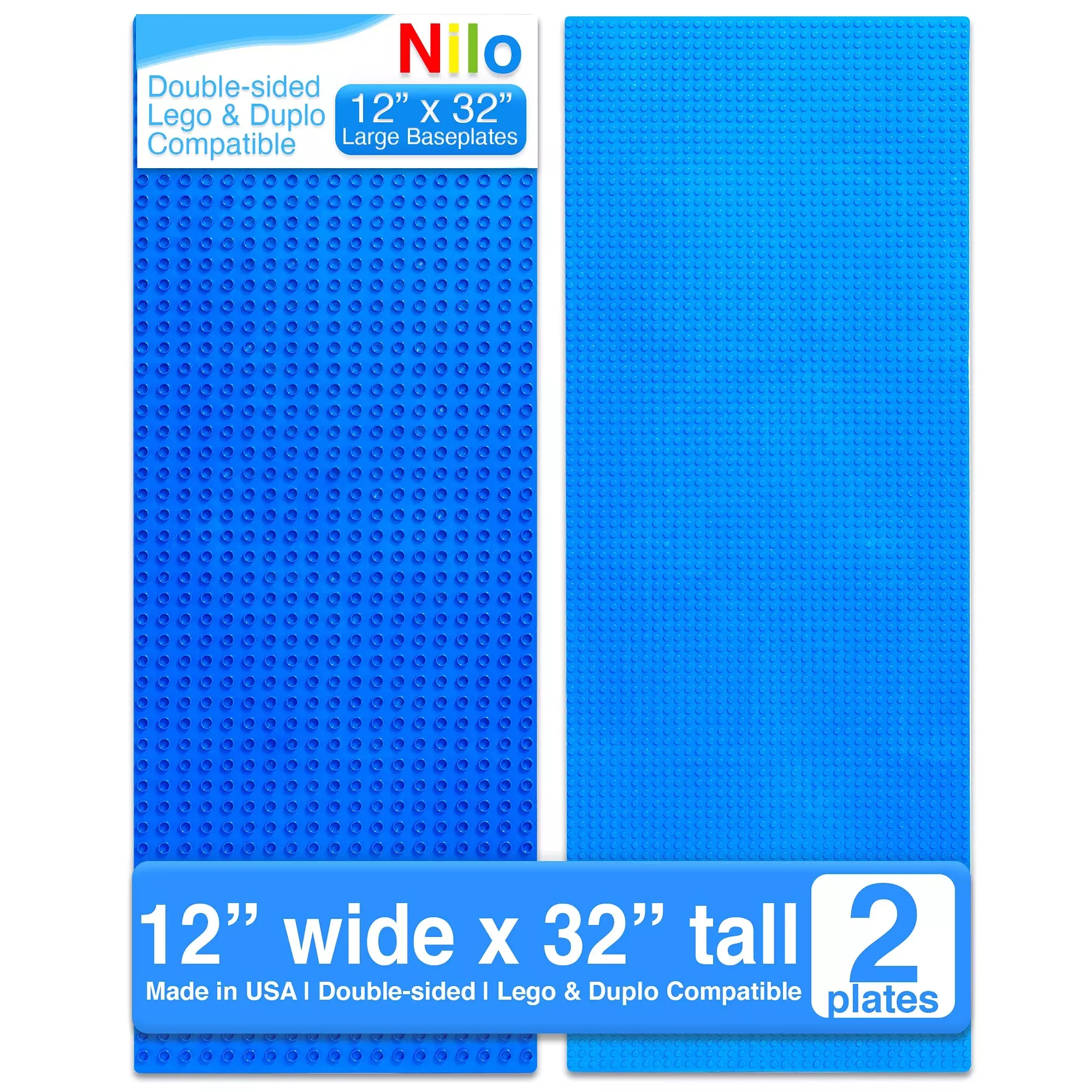 NILO Baseplates for LEGO & Duplo, 12"x32", Blue, 2