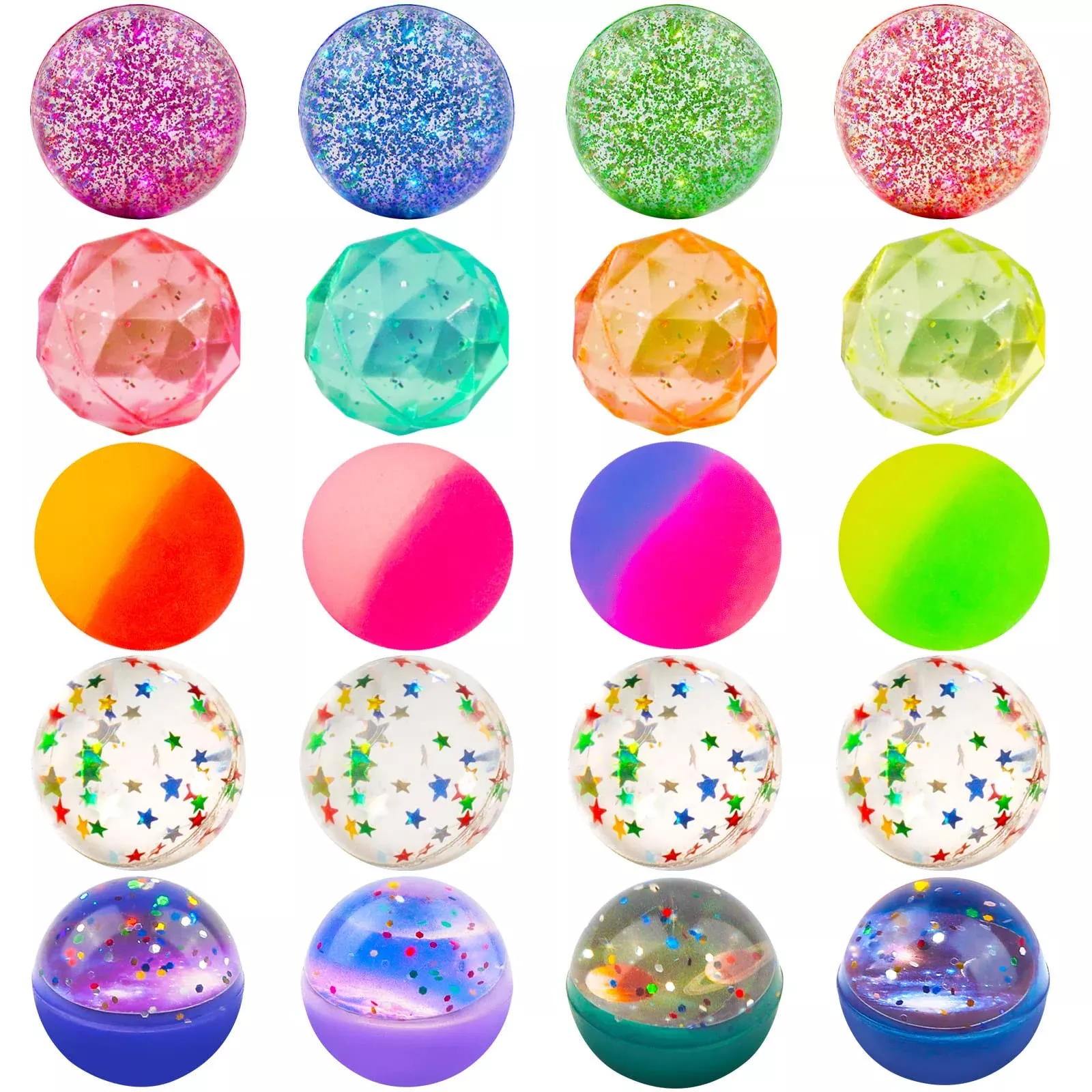 Ohanniewa Bouncy Balls 1.26" Natural Rubber 20 Pcs Ass