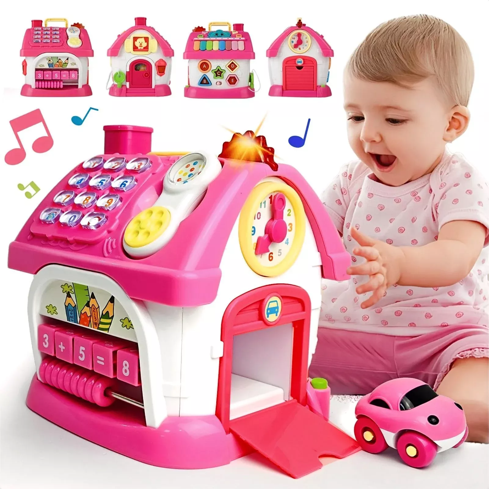 OKREVIEW Musical Activity House for Toddlers, 8-in-1, Rose,