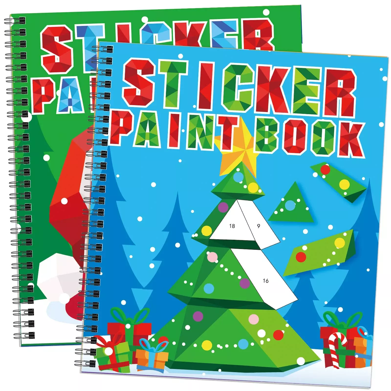 Omgouue Christmas Sticker Paint Book Set, 2pcs, 8.2x