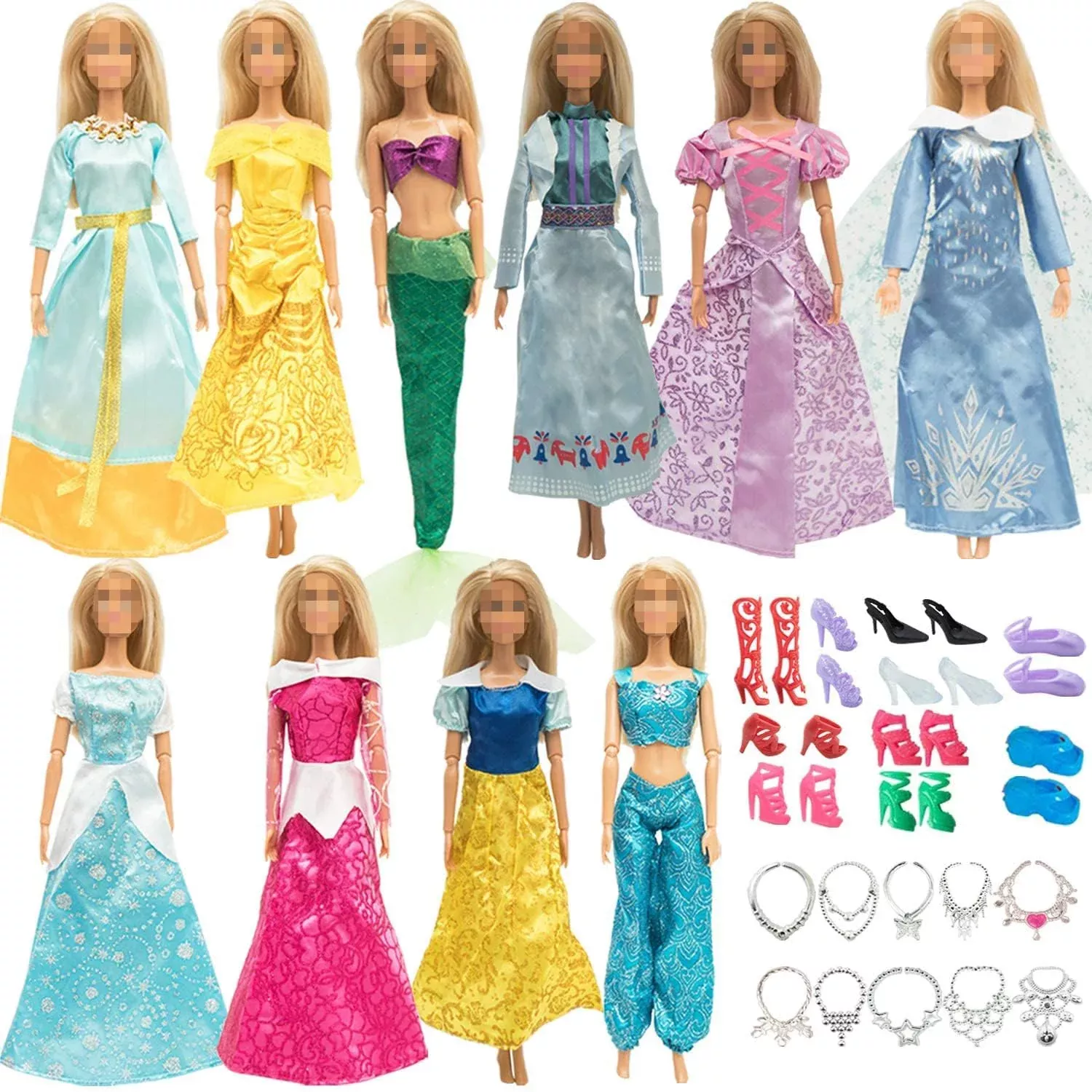Onest 30 Pieces Princess Doll Clothes And Accessories For 11.5 Inch Gi