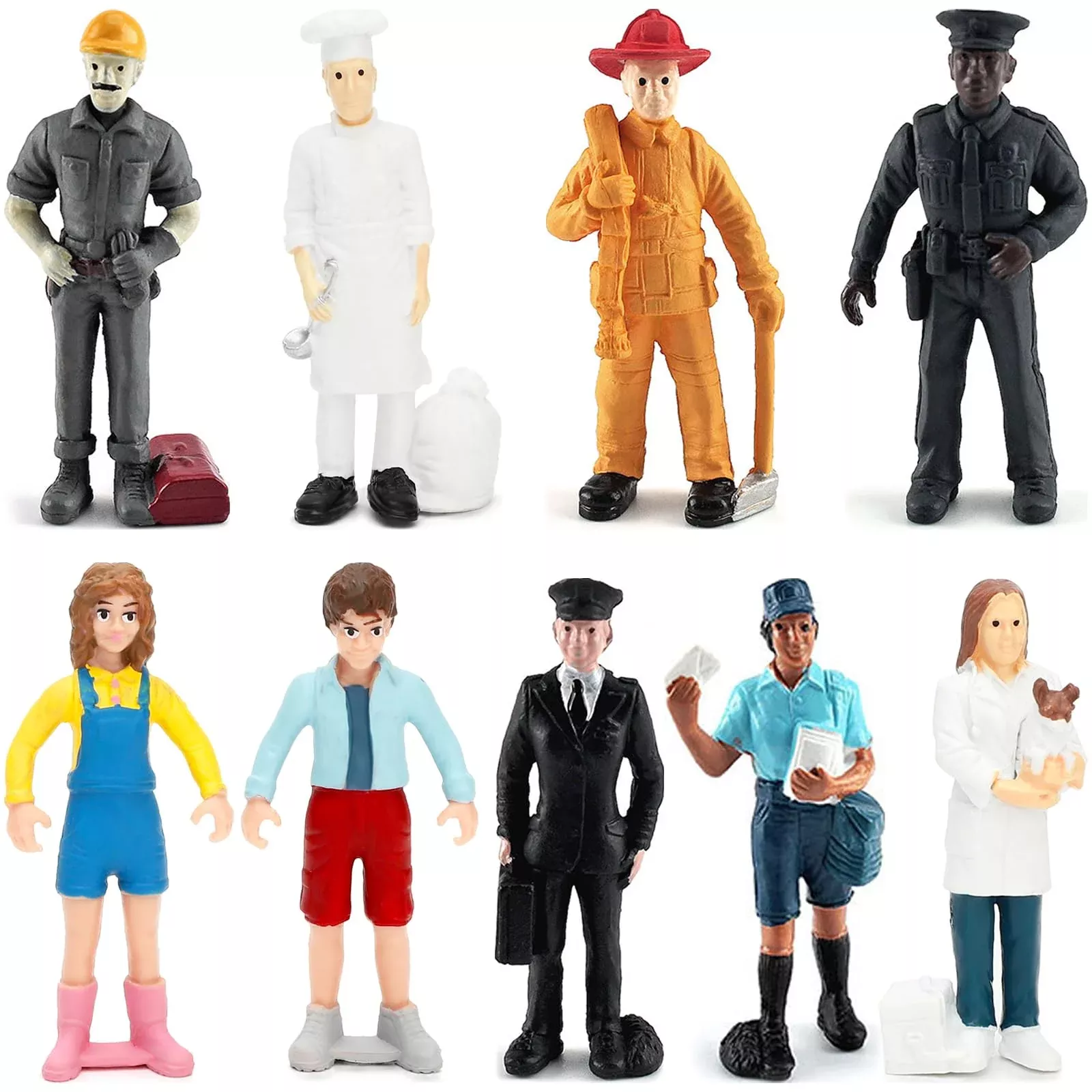ONEST Miniature People Figurines Set, Multicolor, 9 Pieces, PVC