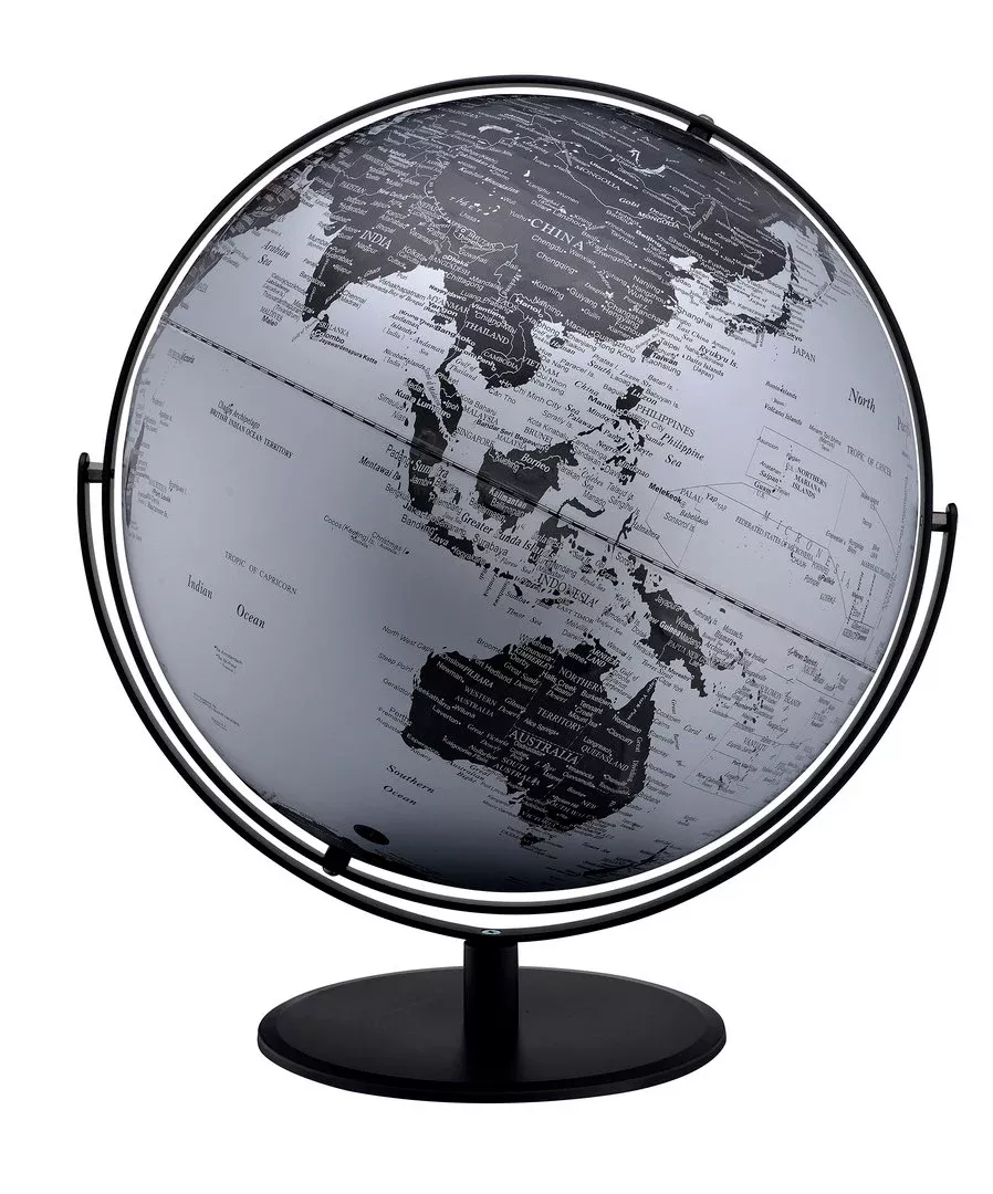 ORE 17-inch Silver/Black Geographic Globe with 3-D Landmasses