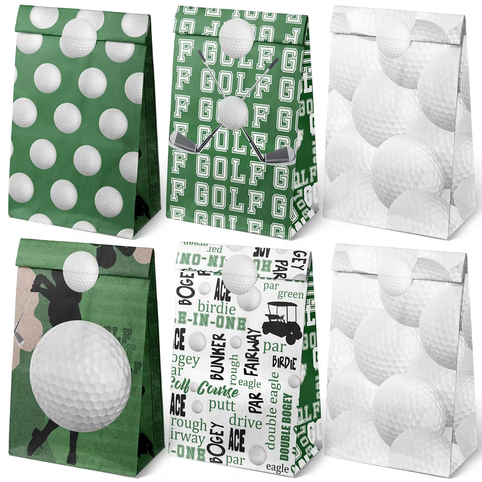 Outego Golf Party Favor Bags, Gold, 24 Count, Eco-Friendly Kraft