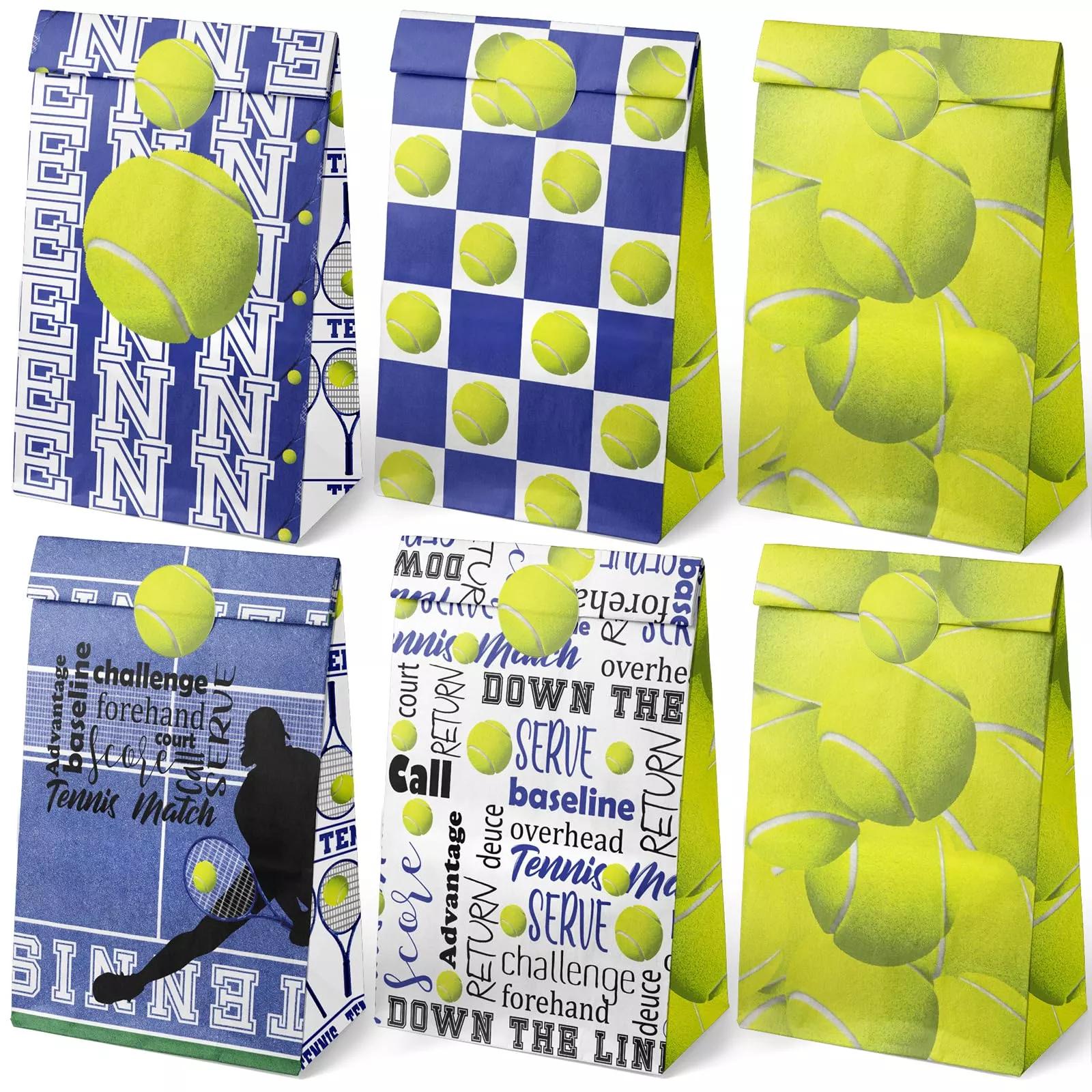 Outego Tennis Party Favor Bags, Assorted Colors, 24 Pack, 8.7