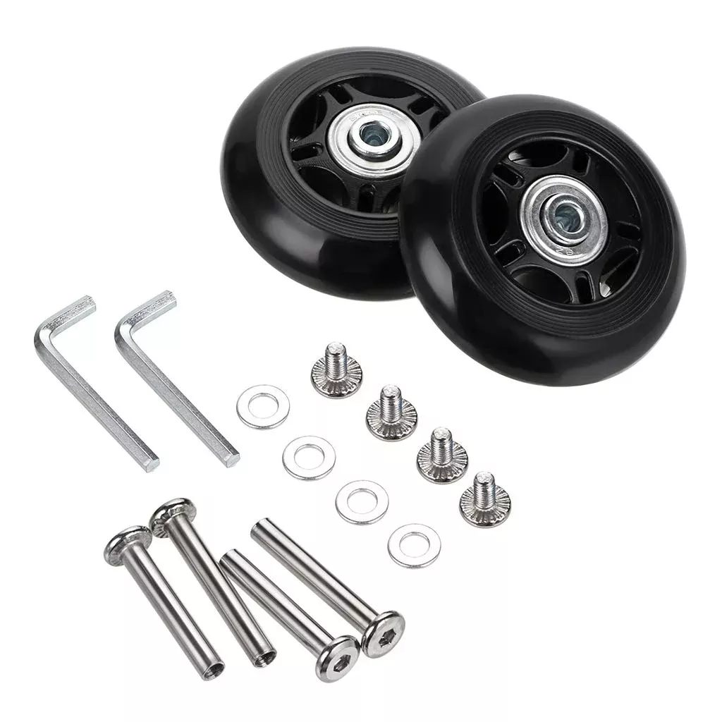 OwnMy Luggage Suitcase Replacement Wheels, Rubber Swivel Caster, 75mm