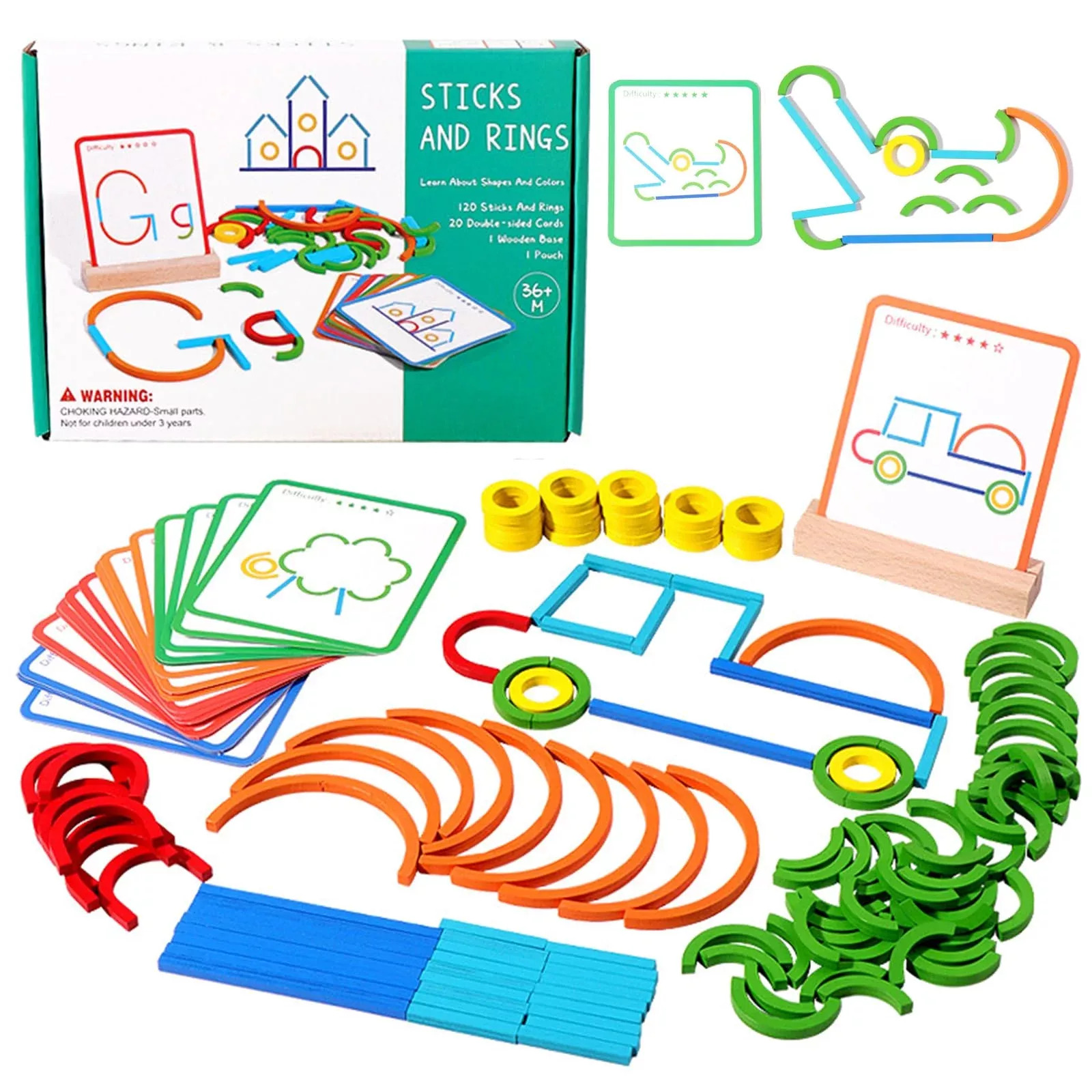 Pajojoqa Creative Sticks and Rings Activity Toy Multi-color 142pcs