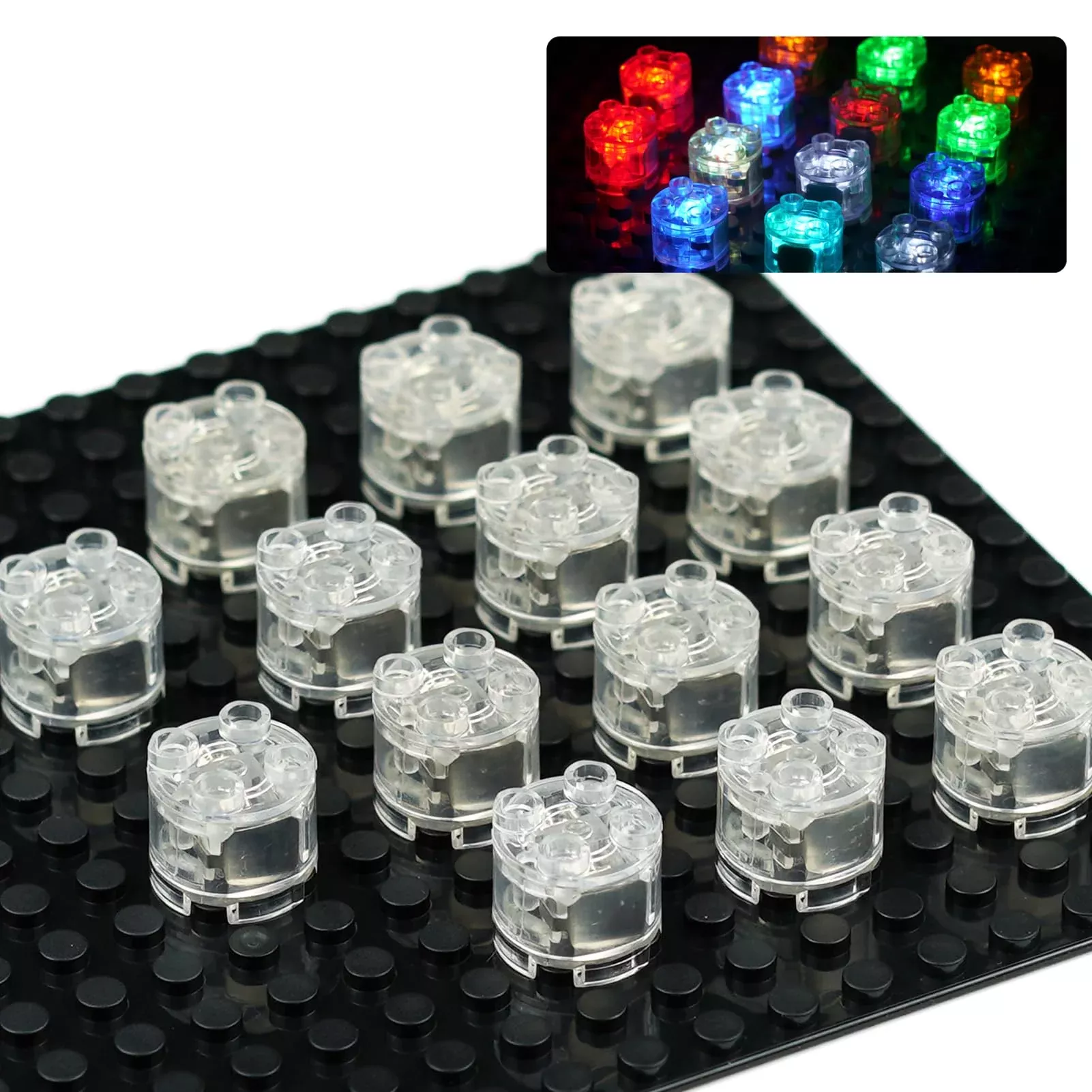 Pamvava LED Light Bricks Accessories Pack, 14pcs, 2x2 Round