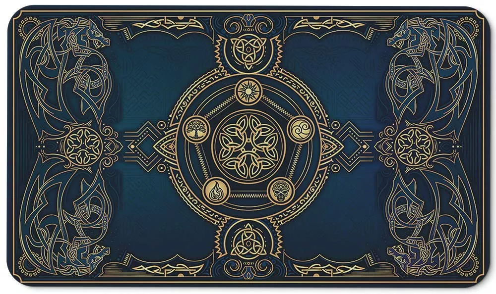 Paramint MTG Playmat Medieval Design Blue Stitched Non-Slip Rubber