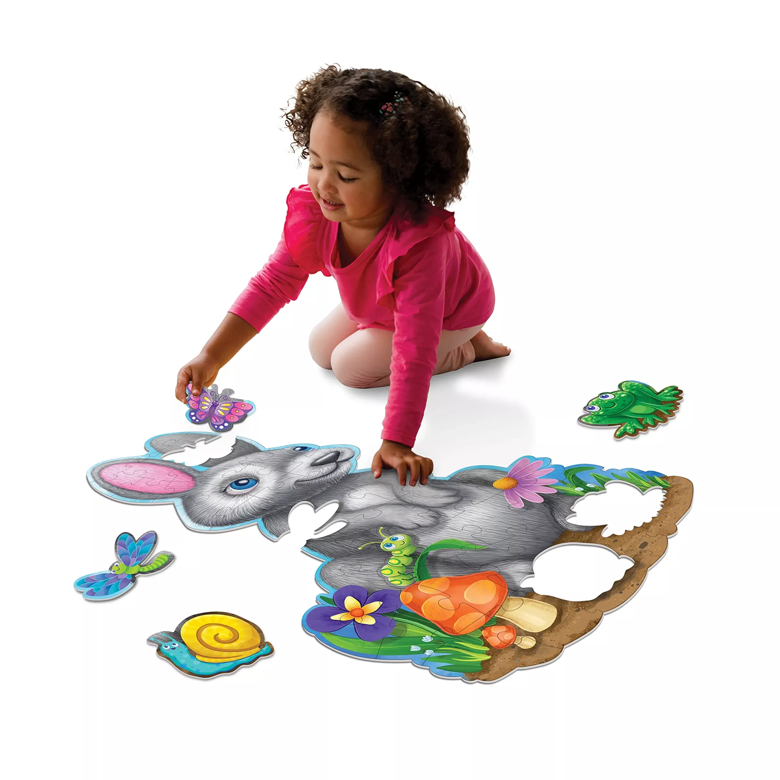 Peaceable Kingdom Shimmery Floor Puzzle 3ft x 2ft Bunny Shapes