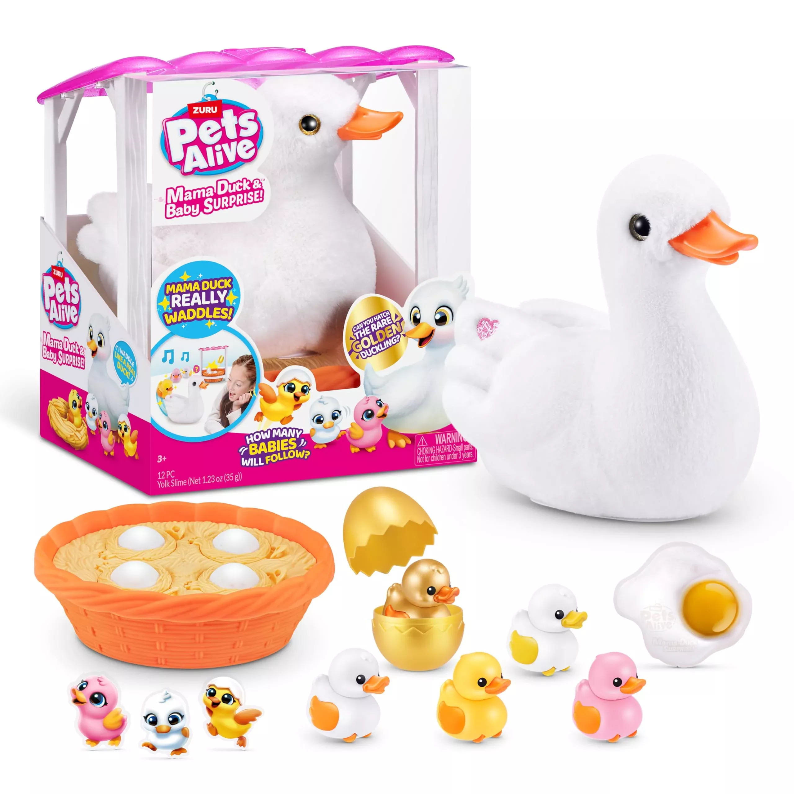 Pets Alive Mommy Duck & Baby Surprise Small 4 Eggs Mama Duck