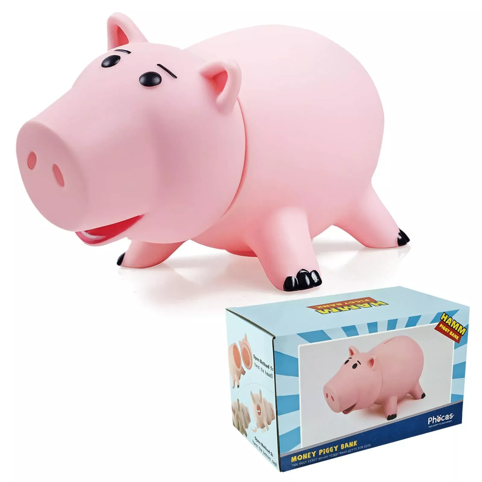 PHOCAS Pink Piggy Bank Toy Story Hamm Character 7.6" PVC Pink