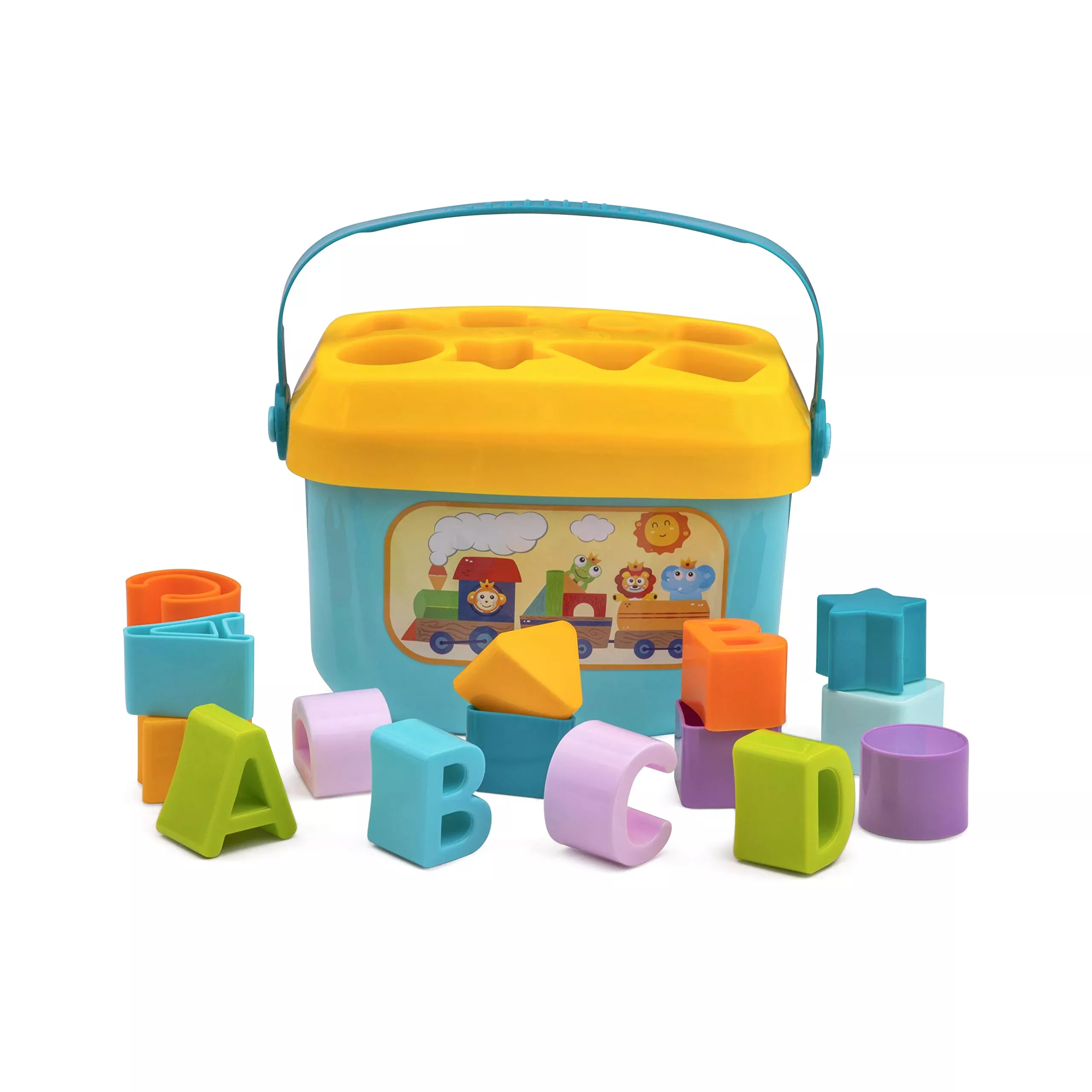 Playkidiz Shape Sorter Toy for Toddlers, ABC & Shapes, Multicolor, Mod