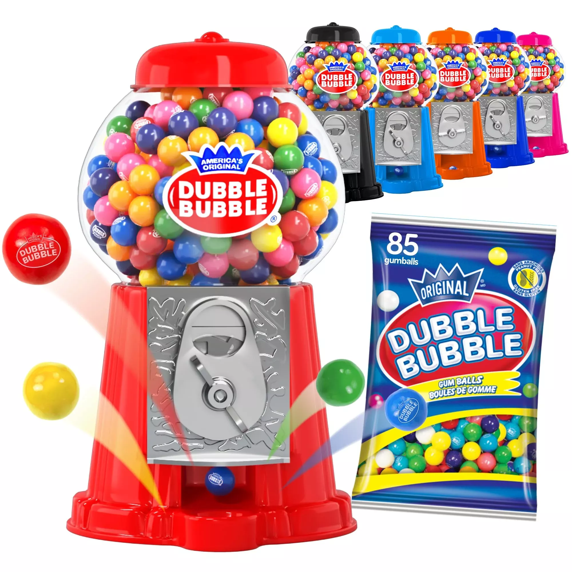 Playo Gumball Machine Toy Bank 8.5" Red with 45 Gumb