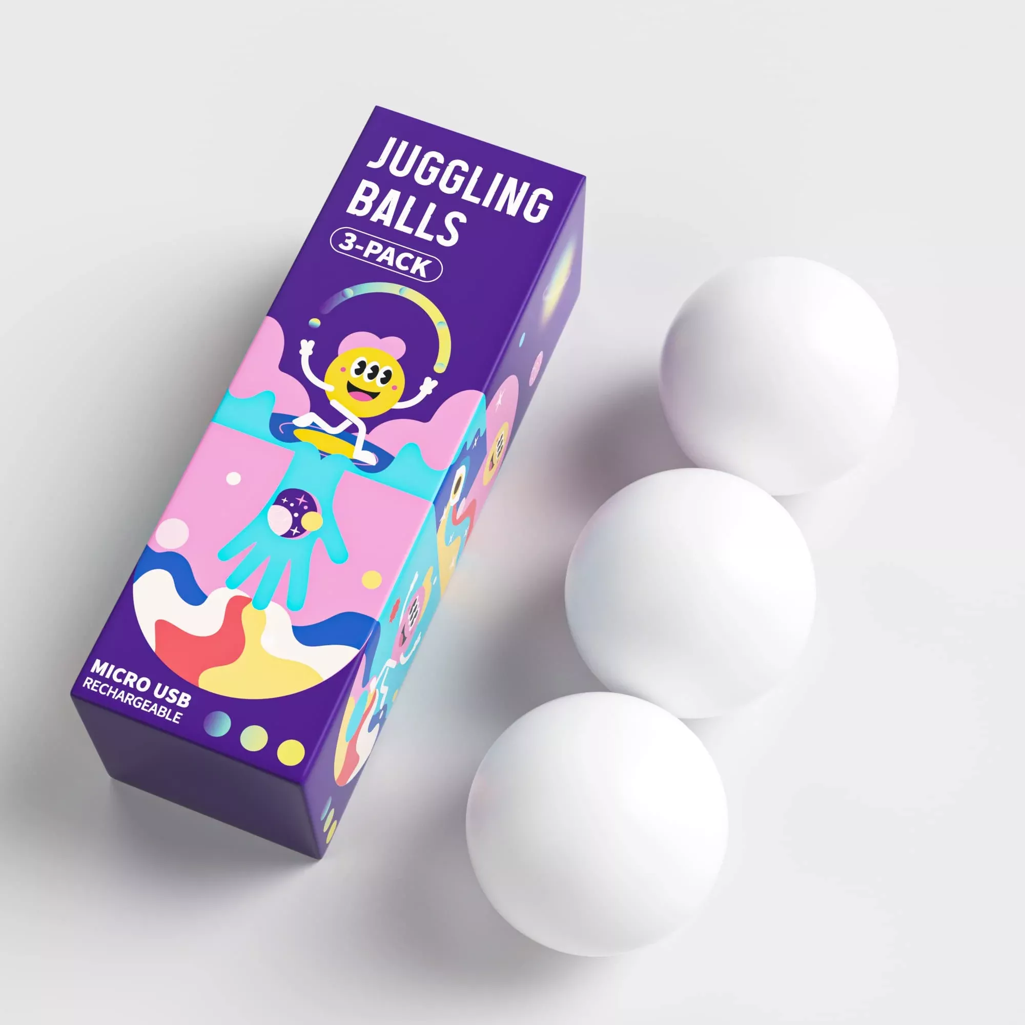 POITOI LED Juggling Balls Set - 105g Rainbow, Micro USB Rechargeable