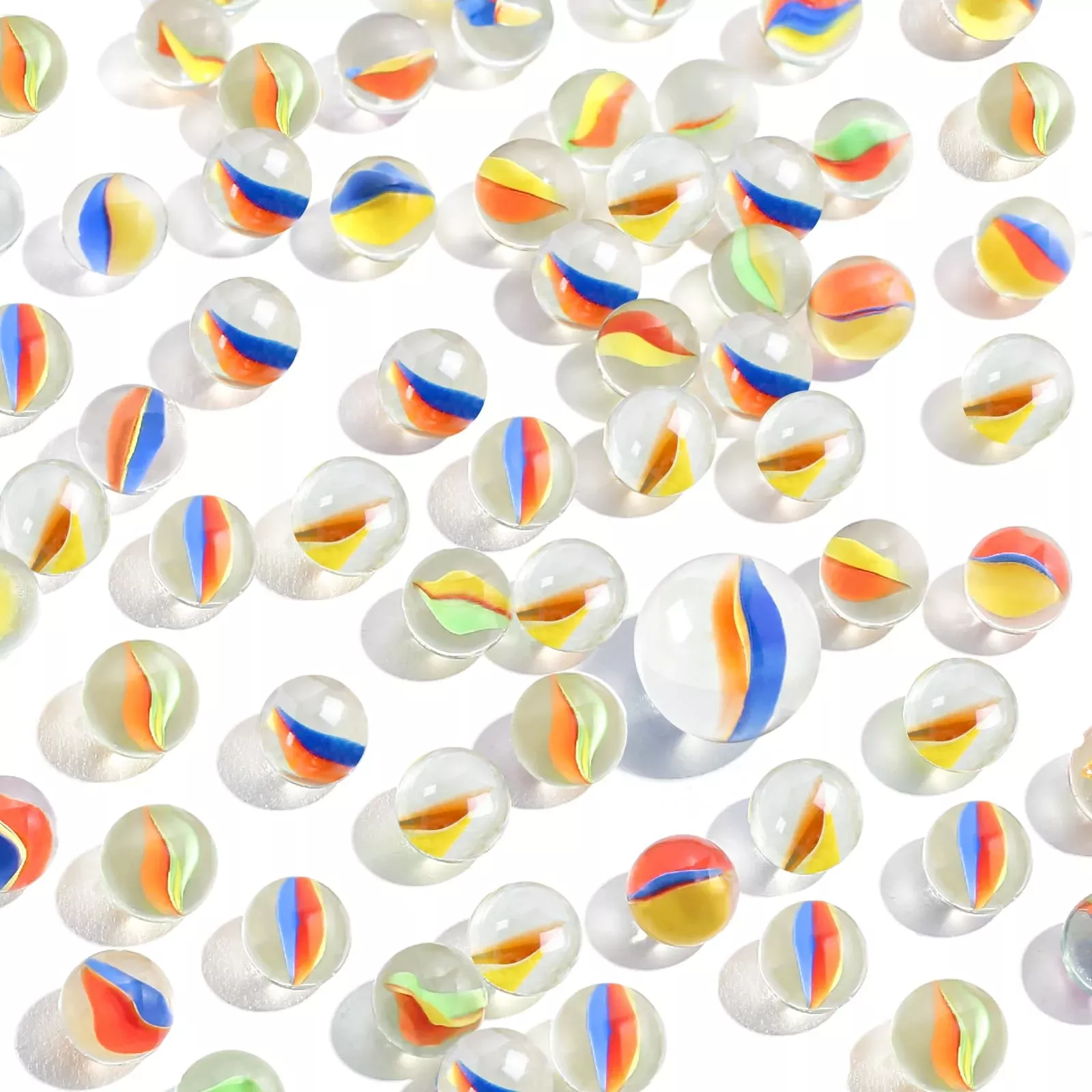 POPLAY 61PCS Shooter Marbles Set, Multicolored Glass Beads, Medium