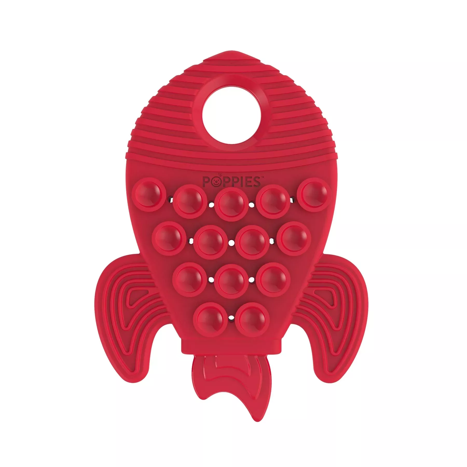 Poppies Red The Rocket Bpa-Free Silicone Suction Cup Teether, Sensory,