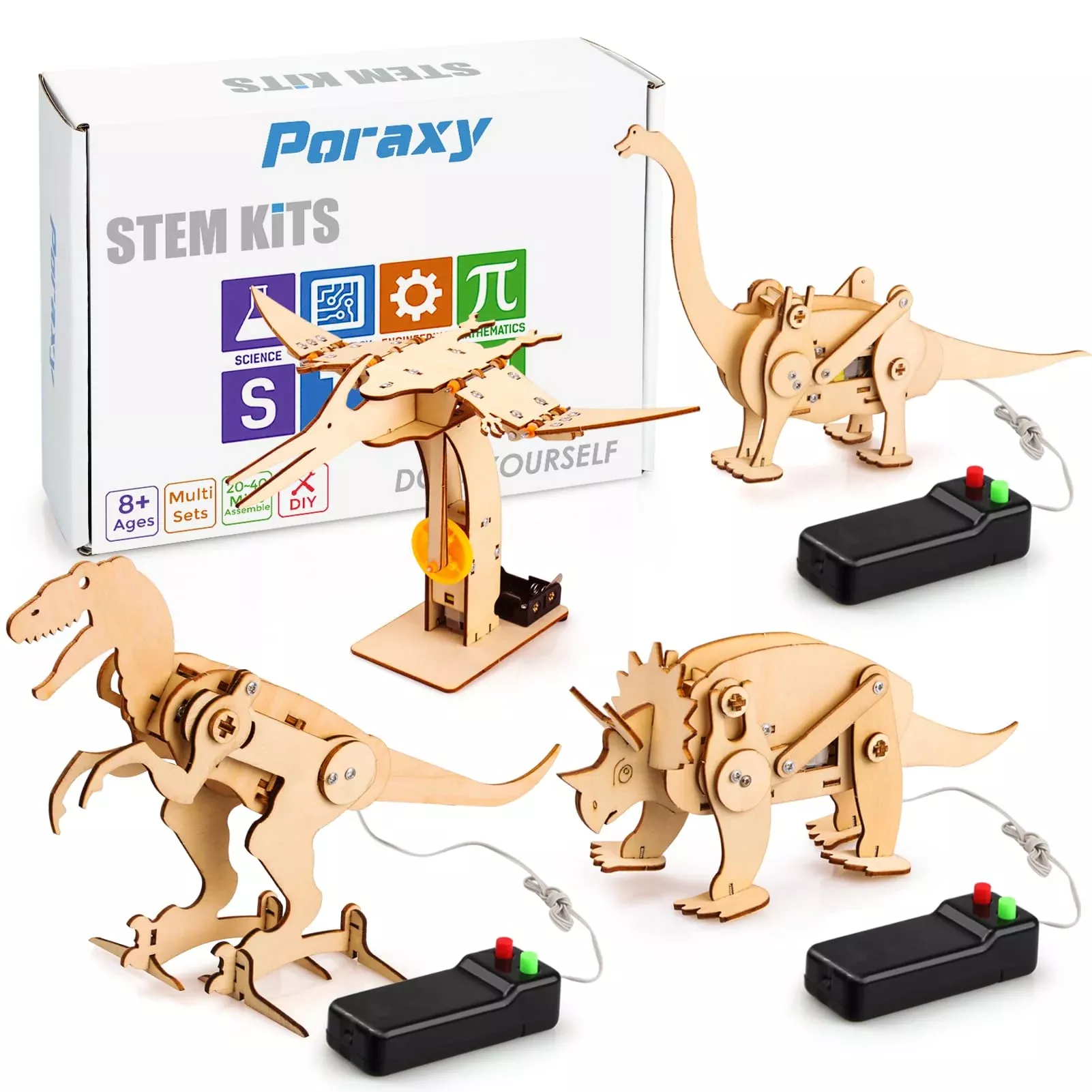 Poraxy 4 Pack Dinosaur Toys For Kids 8-12, Stem Kits, Toys For Ages 8-