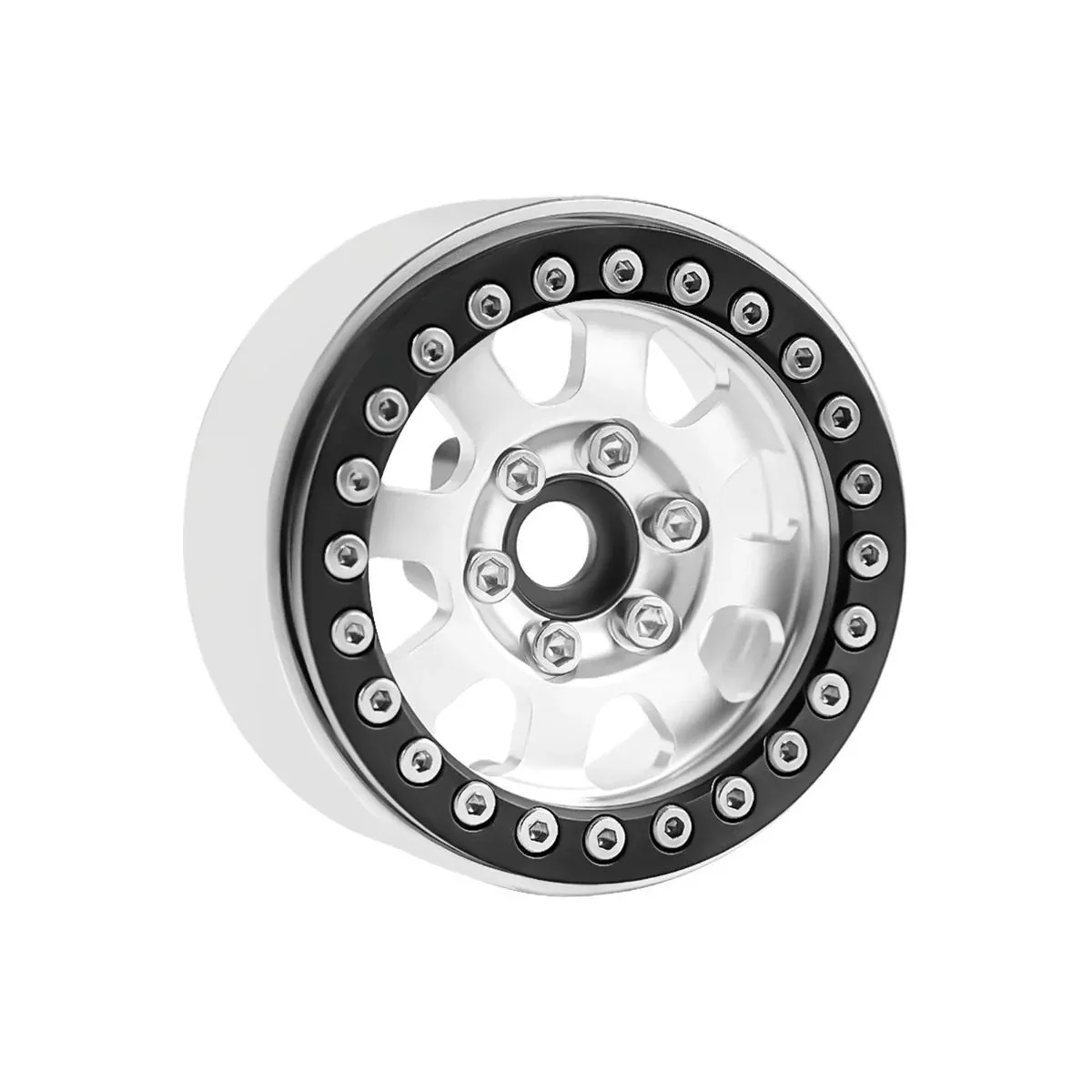 Powerhobby 5050 Silver Aluminum 1.9" Beadlock Wheels with 9mm Hubs 4 Pack