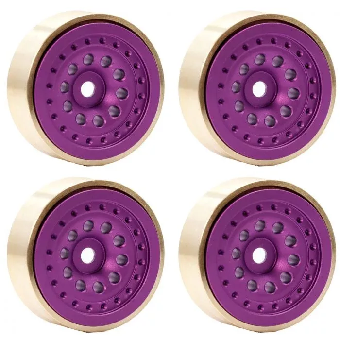 Powerhobby SCX24112 Purple Z4 Aluminum 1.0" Rock Crawler Wheels with Brass Rings 4 Pack