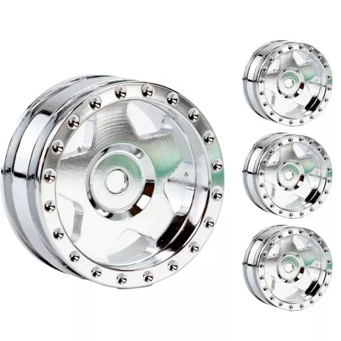 Powerhobby SCX24134 Z9 Aluminum 1.0" Rock Crawler Beadlock Wheels 4 Pack - Chrome
