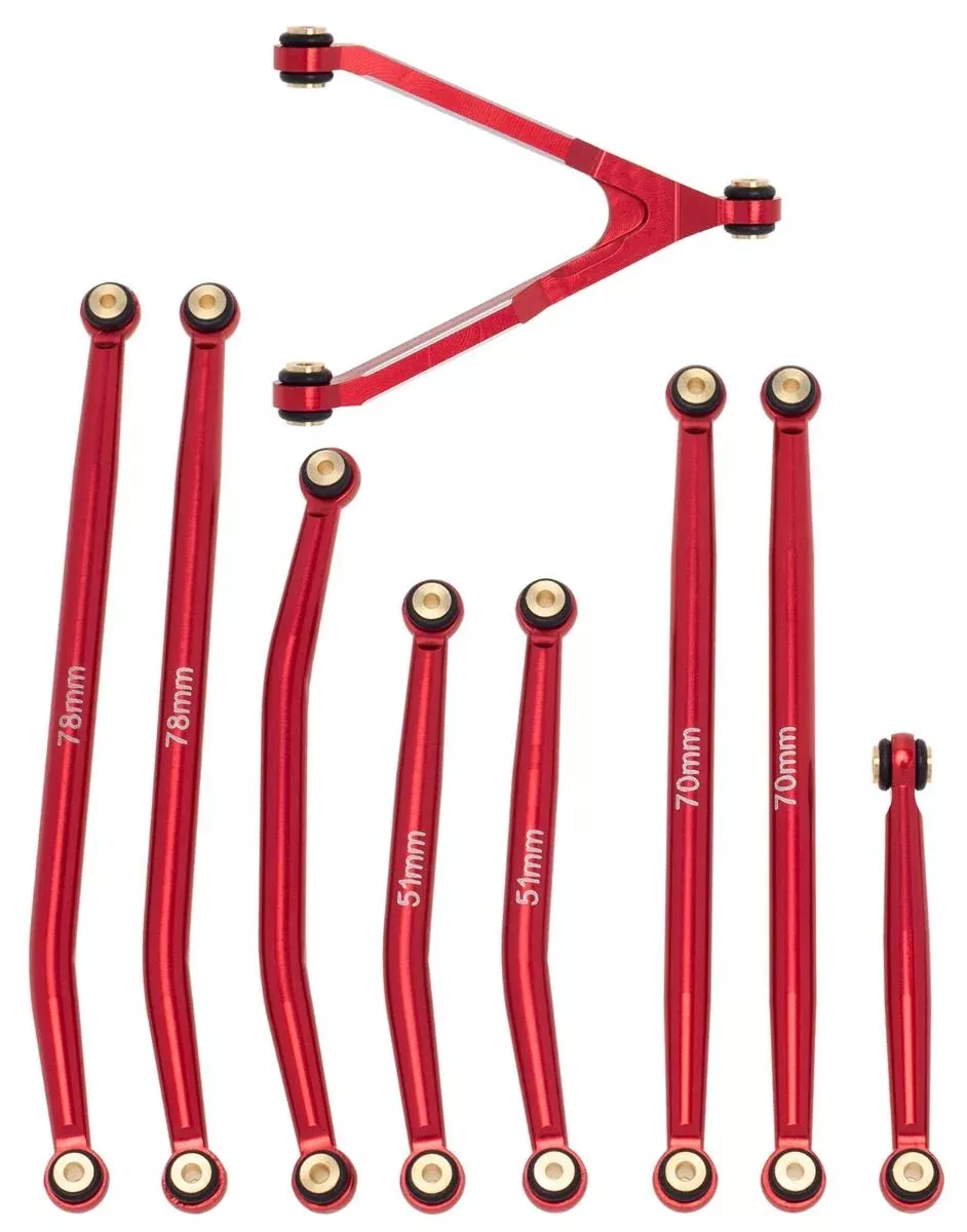 Powerhobby SCX24746 Red Aluminum High Clearance Links for Bettry or Deadbolt SCX24