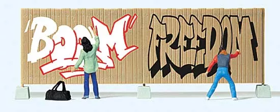 Preiser 94N 10334 HO Scale Graffiti Artists 2 Figures with Fence