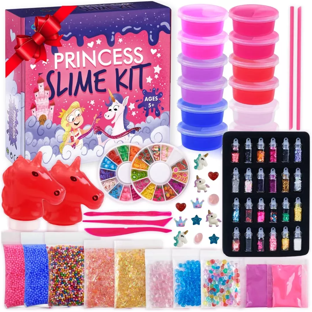 Princess Slime Kit For Girls - Water Based Colorful Premade Slime, Glo
