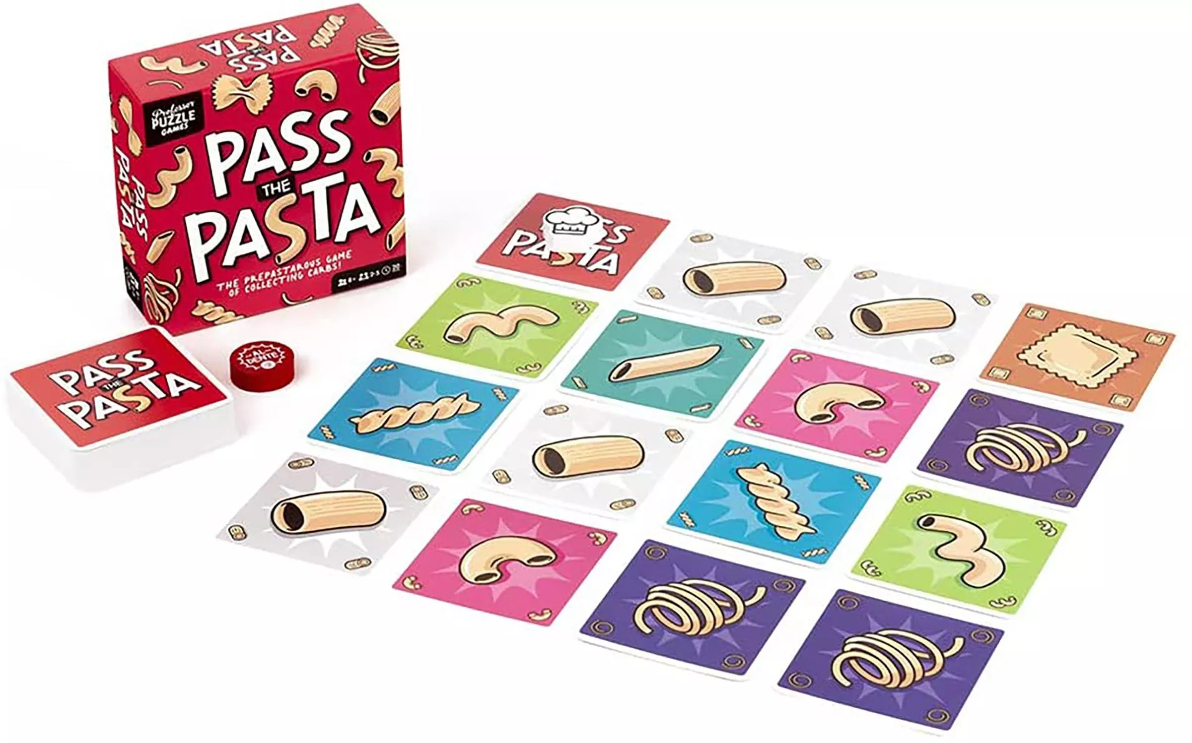 Professor PUZZLE Pass The Pasta Game - Family Strategy Game, Red
