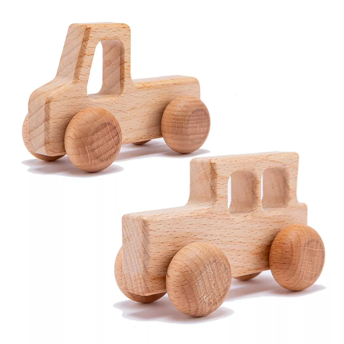 Promise Babe Car Rattle Natural Wood Teether Toy 2pc Brown