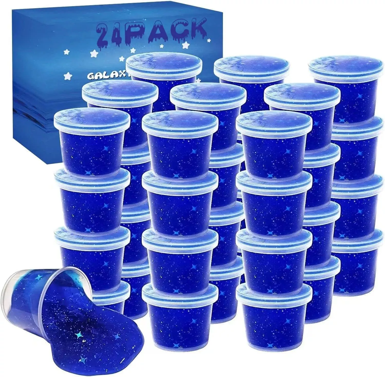 PTFVTN Starry Marbled Slime Medium Blue 24 Pack for Kids