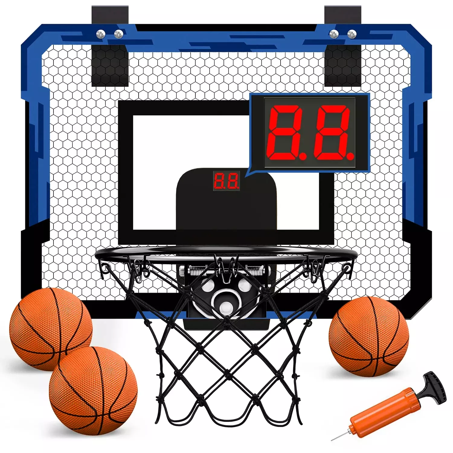 QDRAGON Mini Basketball Hoop for Door with Electronic Scorer, Blue