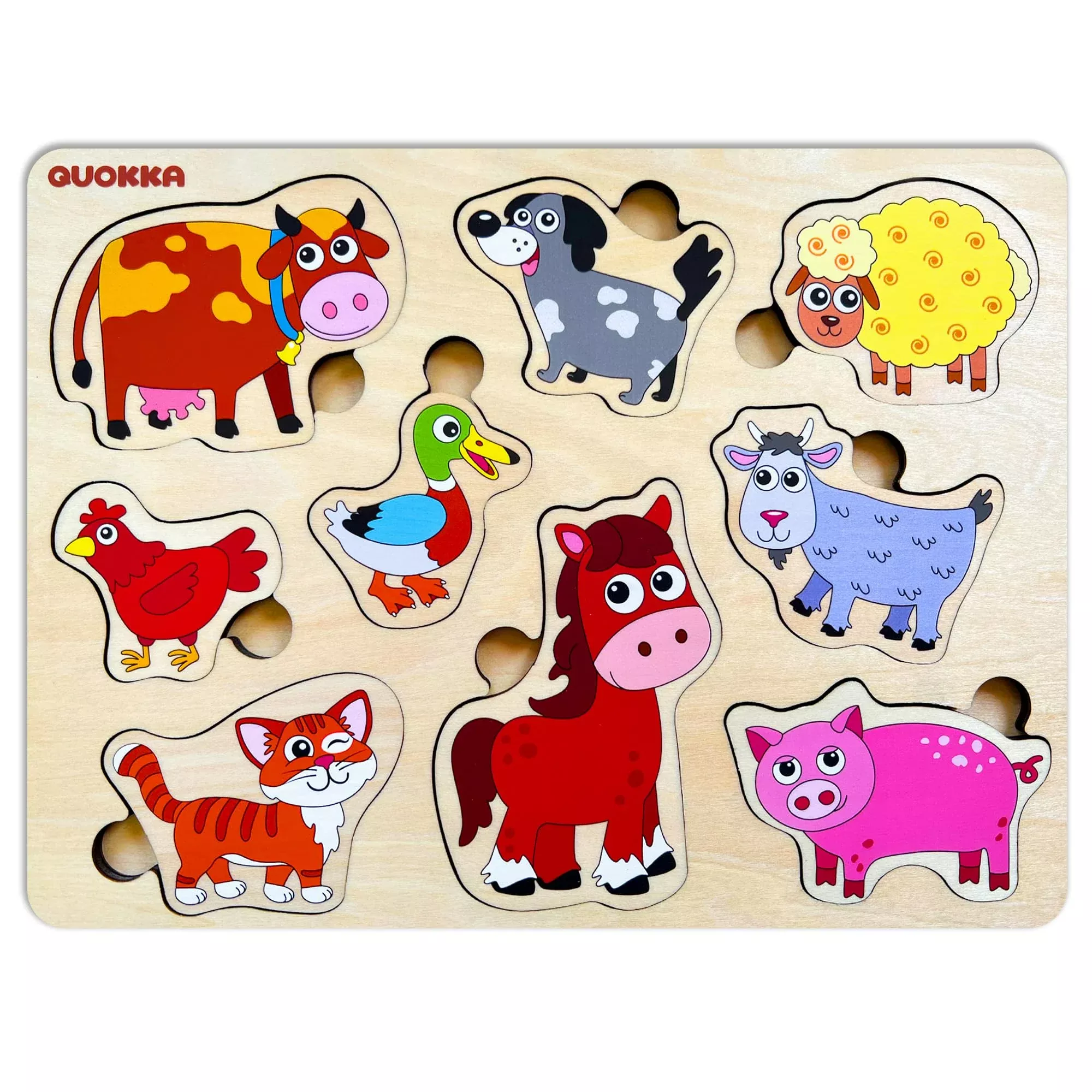 Quokka Farm Animals Wooden Puzzles For Toddlers 3-5 - Toddler Puzzles