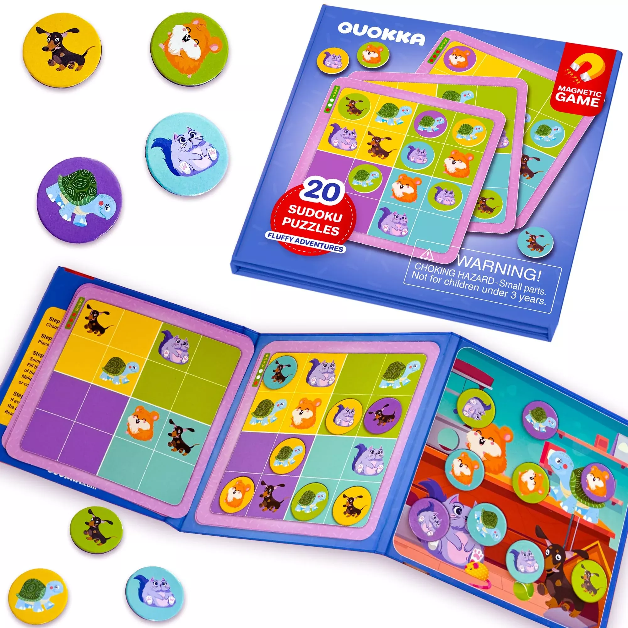 QUOKKA Magnetic Sudoku Puzzles for Kids Ages 1-5, 20 Pieces,