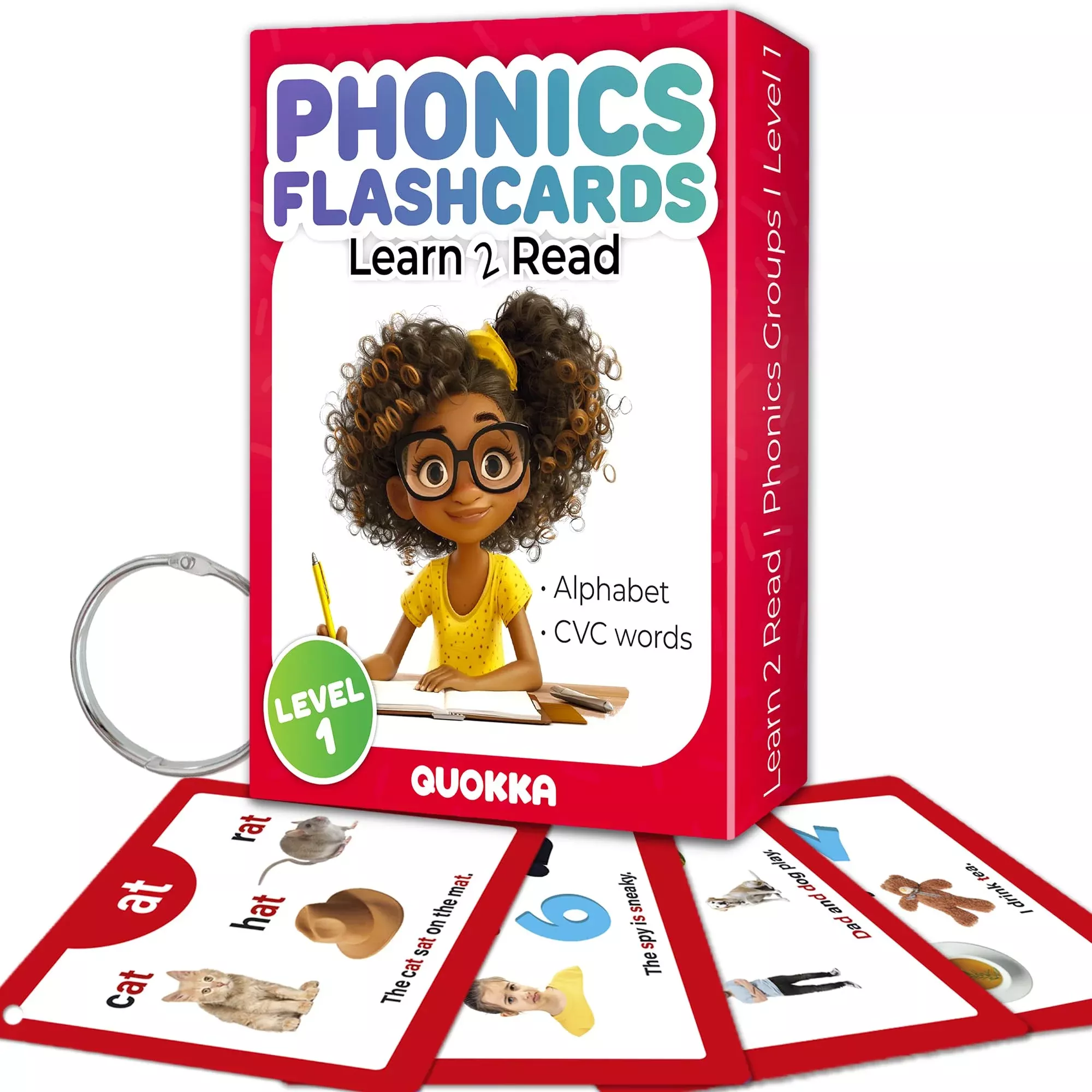 QUOKKA Sight Words Flash Cards for Early Reading, 52 Phonics, 5x