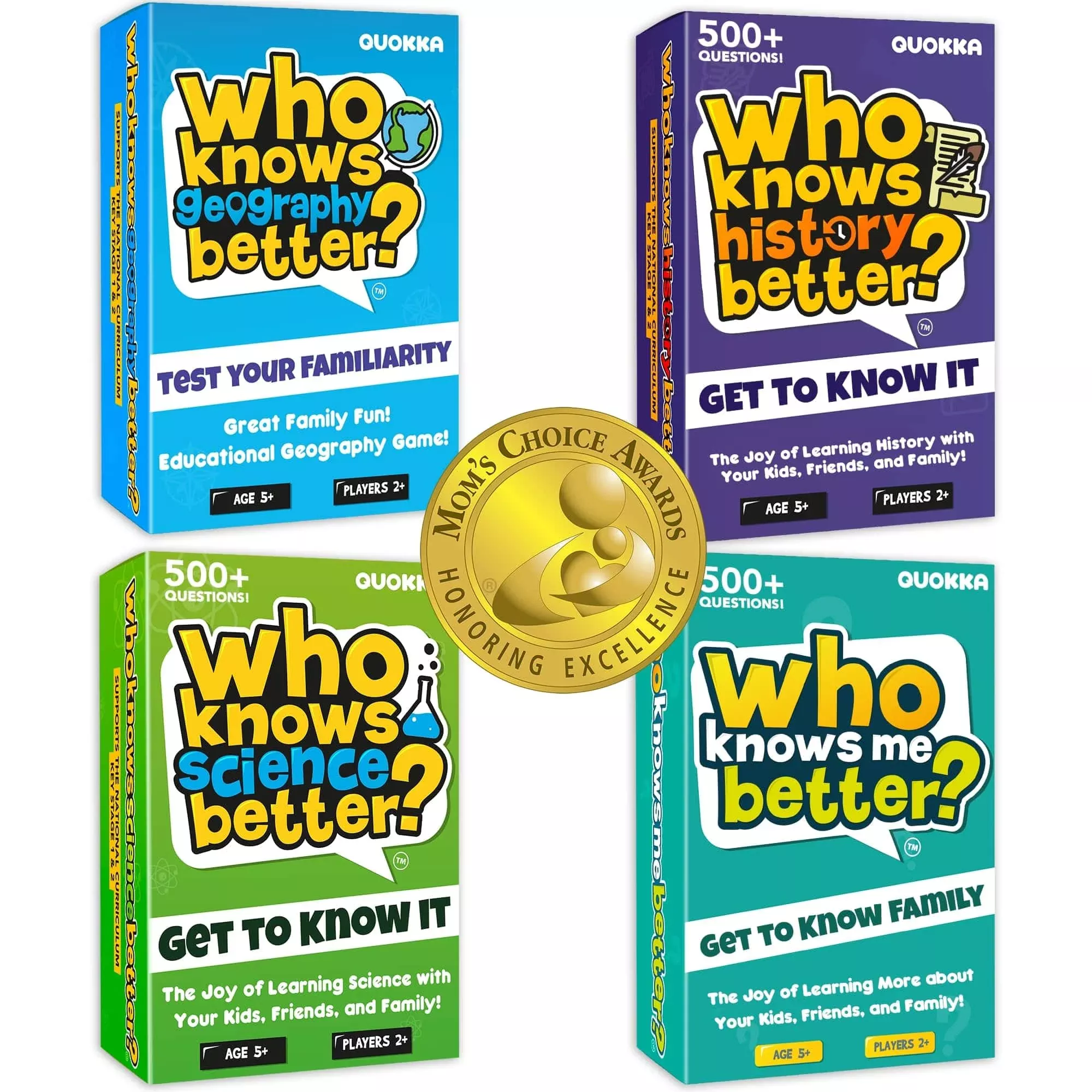 Quokka Who Knows Better? - Set 4 In 1 - Family Card Trivia Game | Fun