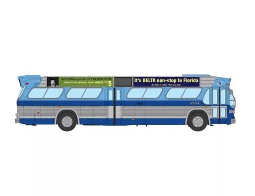 Rapido 753146 HO Scale Deluxe New Look Suburban Bus - New York MTA - Blue 8854 with ads