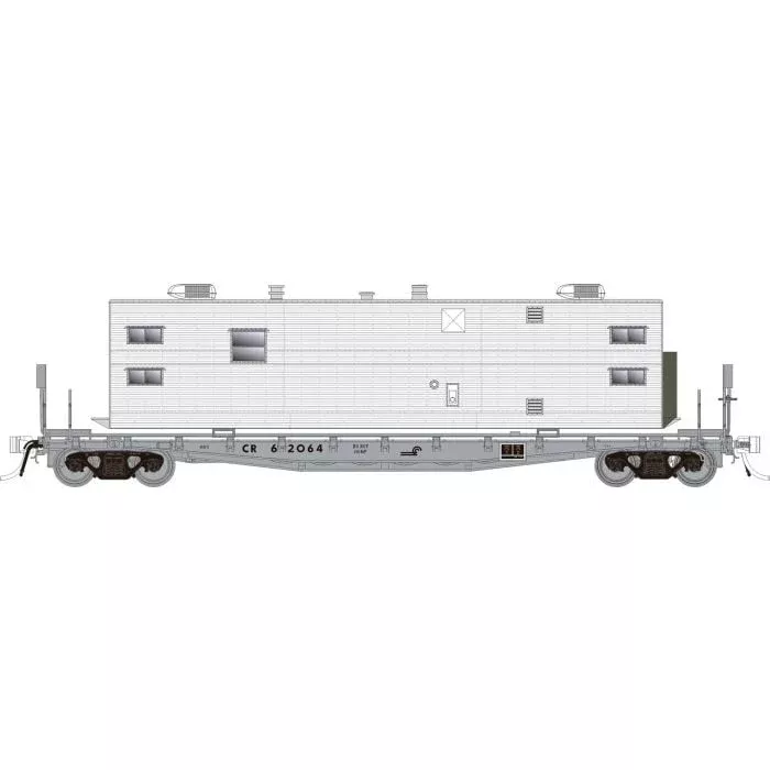 Rapido Trains 138102A HO Scale F30A 50' Flatcar with Sleeper Camp Van Conrail CR MOW # Varies