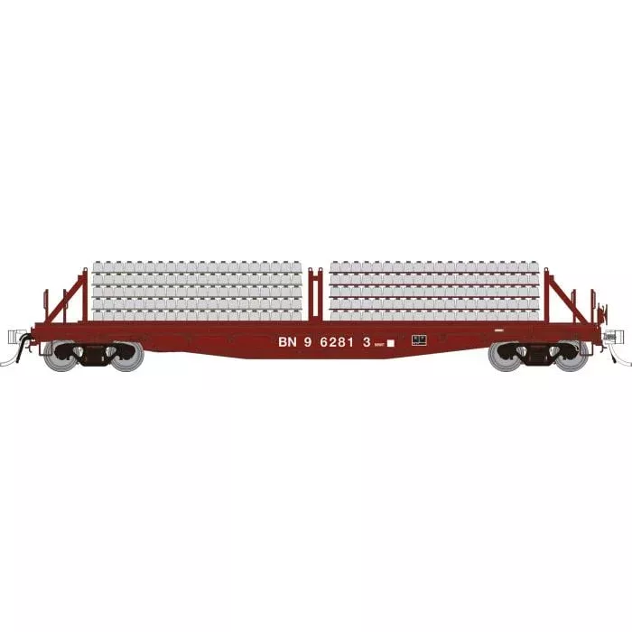 Rapido Trains 138301 HO Scale F30D 50' Flatcar with Ties Burlington Northern BN MOW 6 Pack