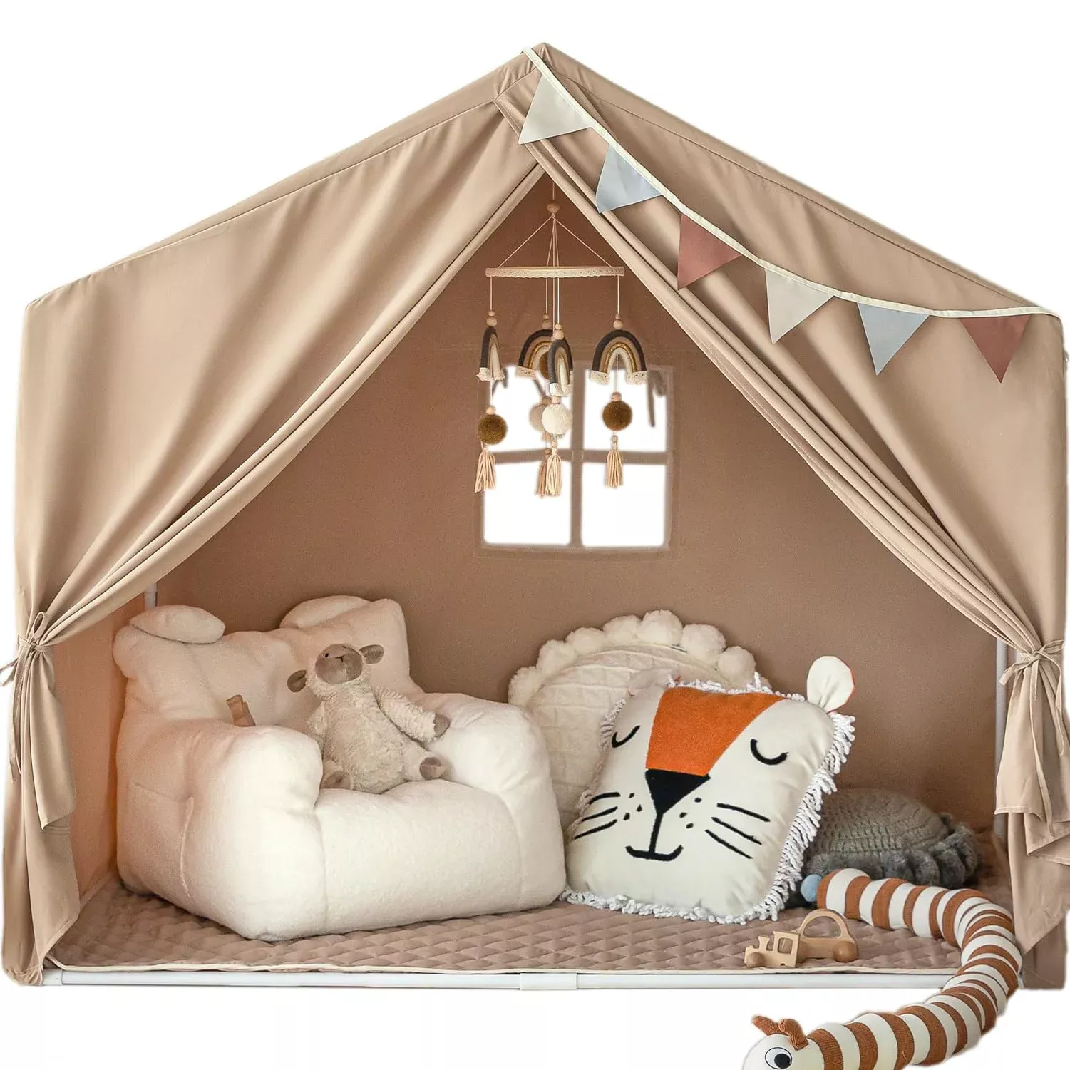 Razee Kids Play Tent Indoor Playhouse Khaki 52" x 35" x