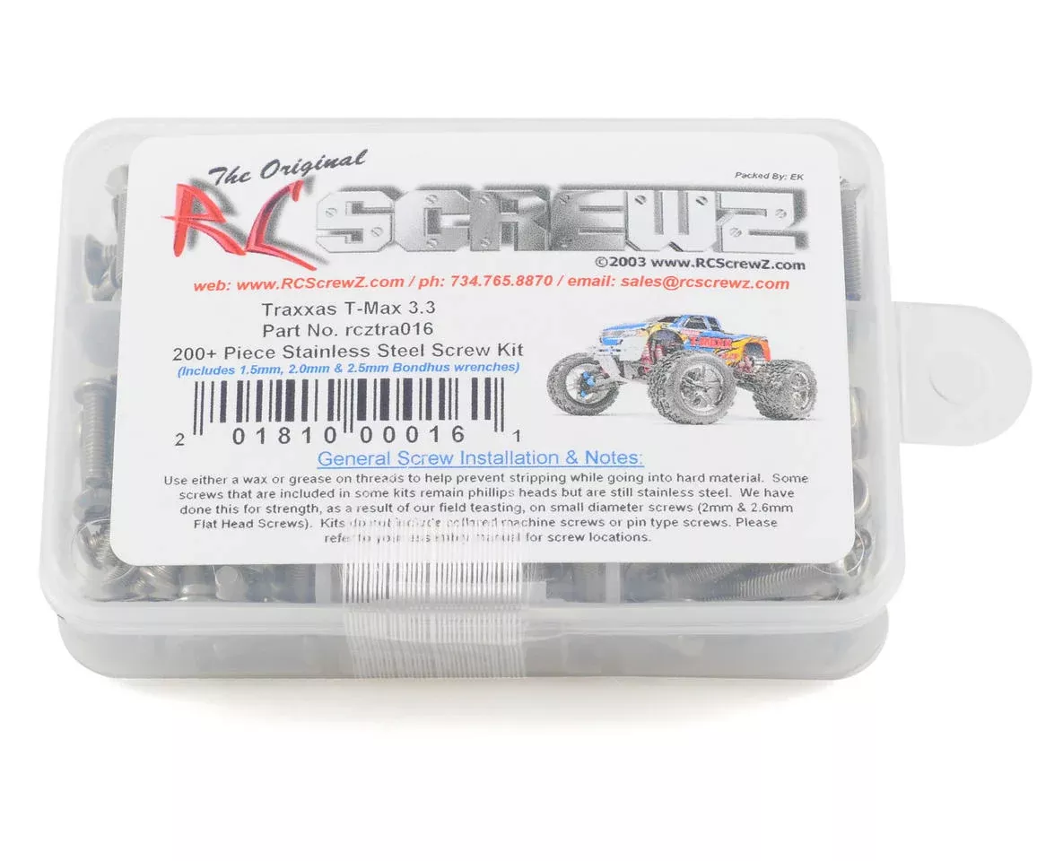 RC Screwz TRA016 Stainless Steel Screw Set for Traxxas T-Maxx 3.3