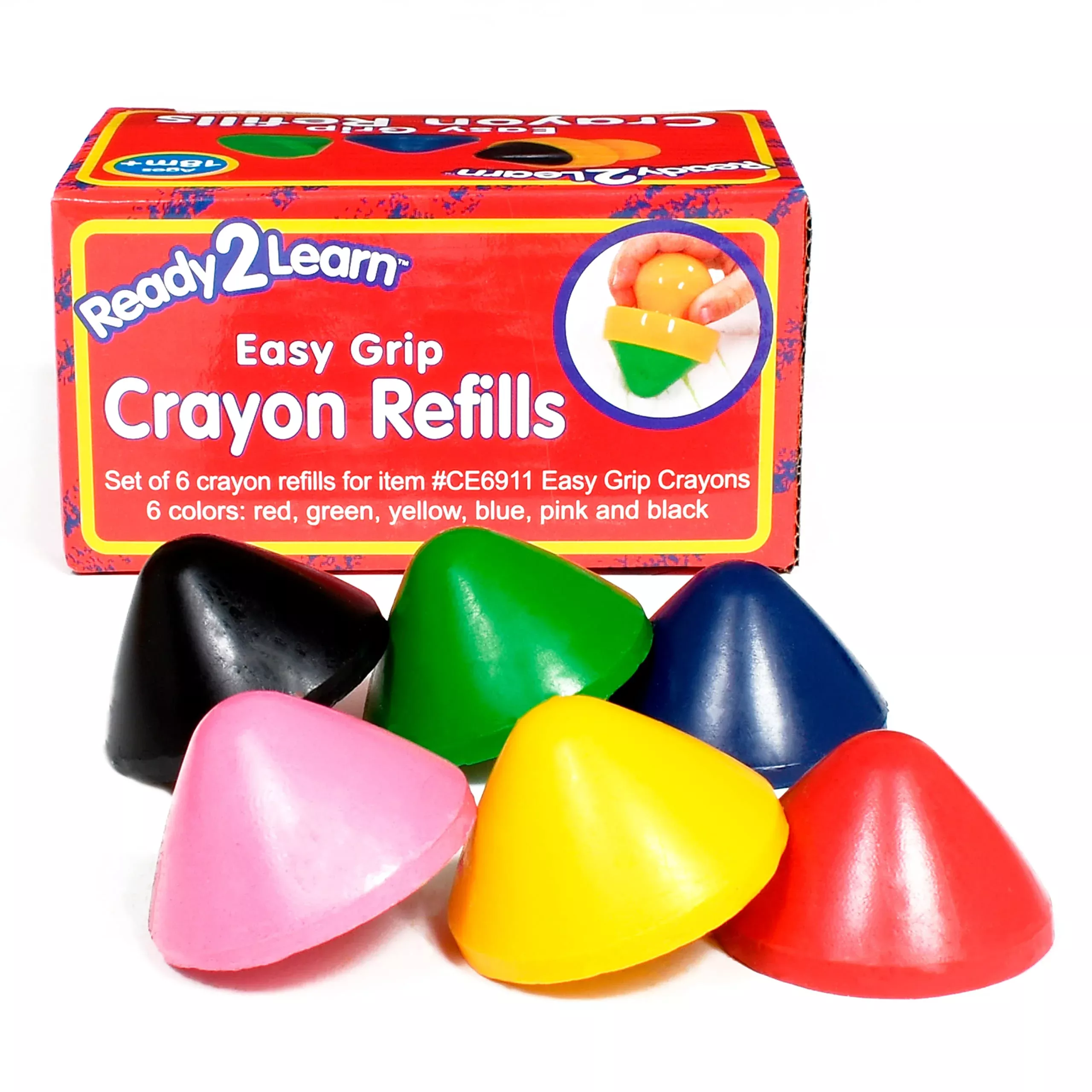 READY 2 LEARN Easy Grip Crayons Refills 6 Count Multi-Color