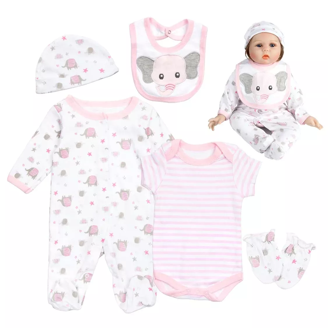 Reborn Baby Dolls Clothes 22 Inch Cute Elephant Girl Outfits For 20-22