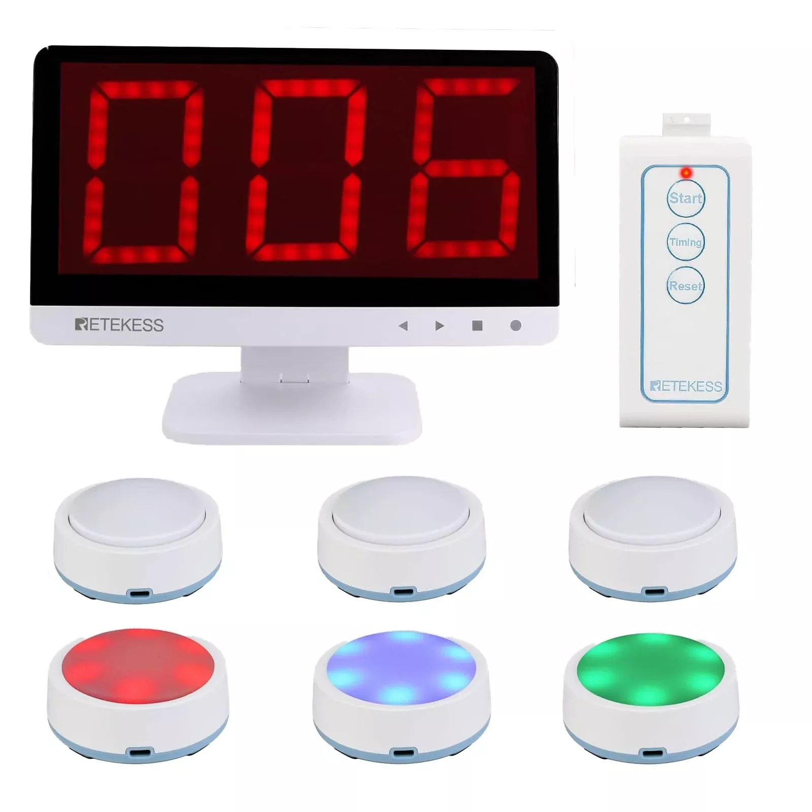 Retekess TM101 Quiz Buzzer System, 32 Players, White, 266mm
